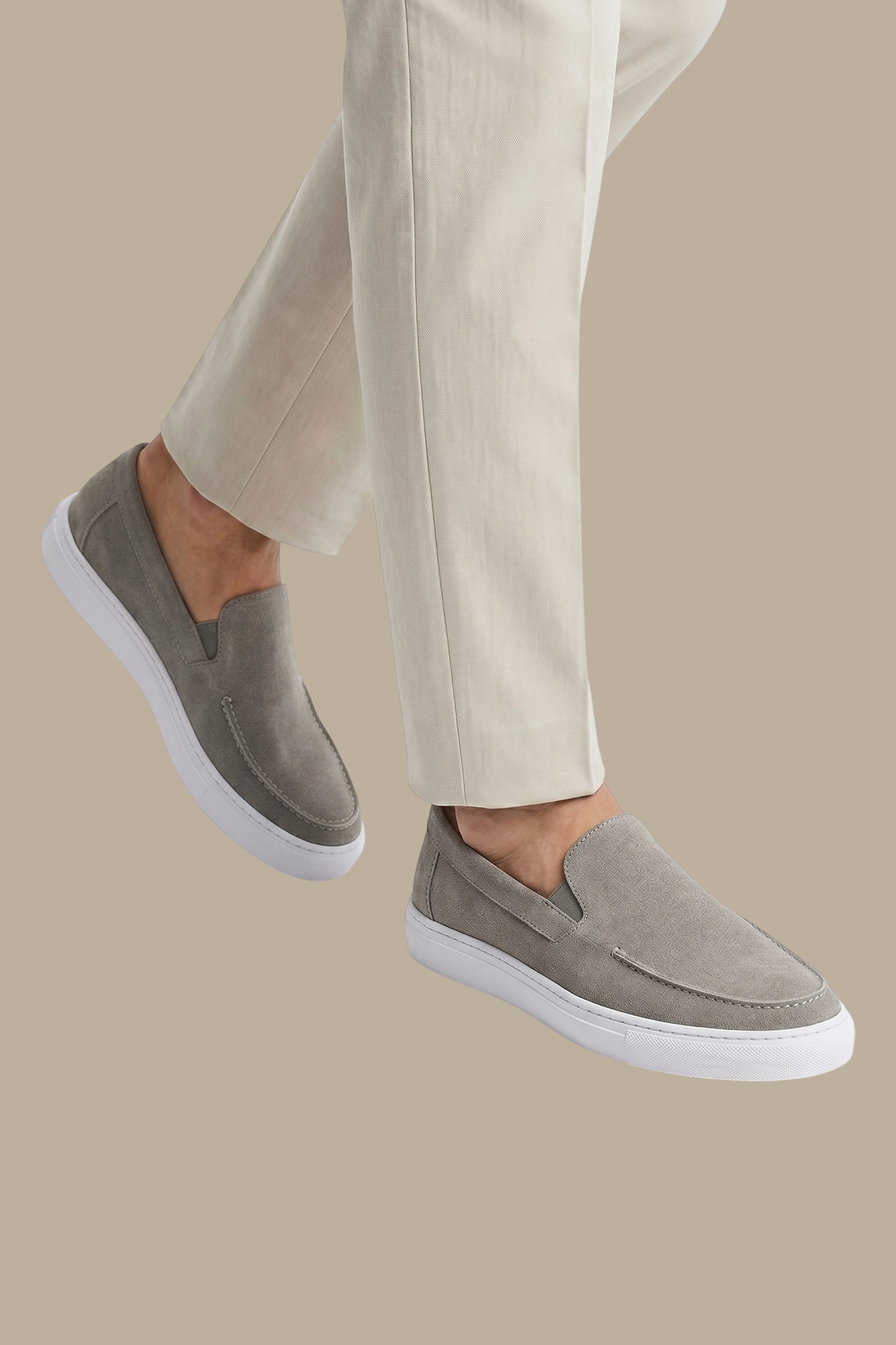 Light Grey Suede Casual Loafers