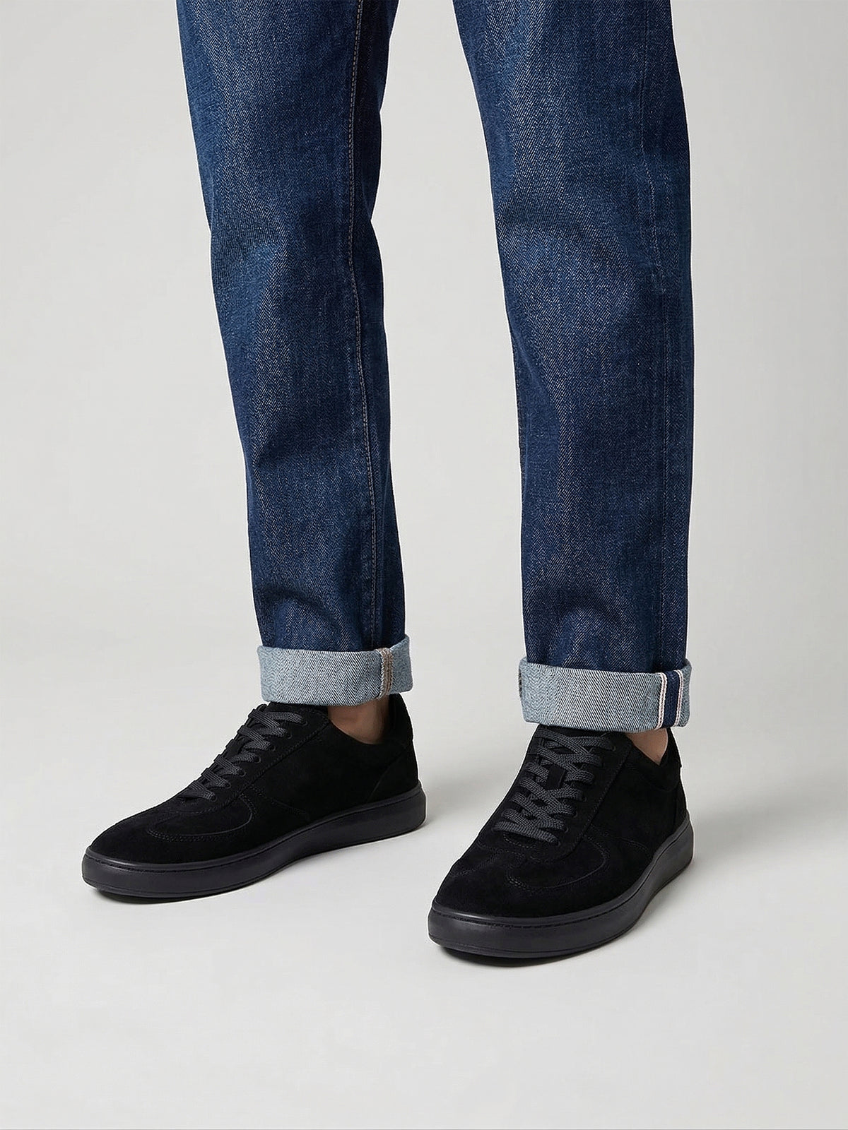 Black Retro Suede Trainer
