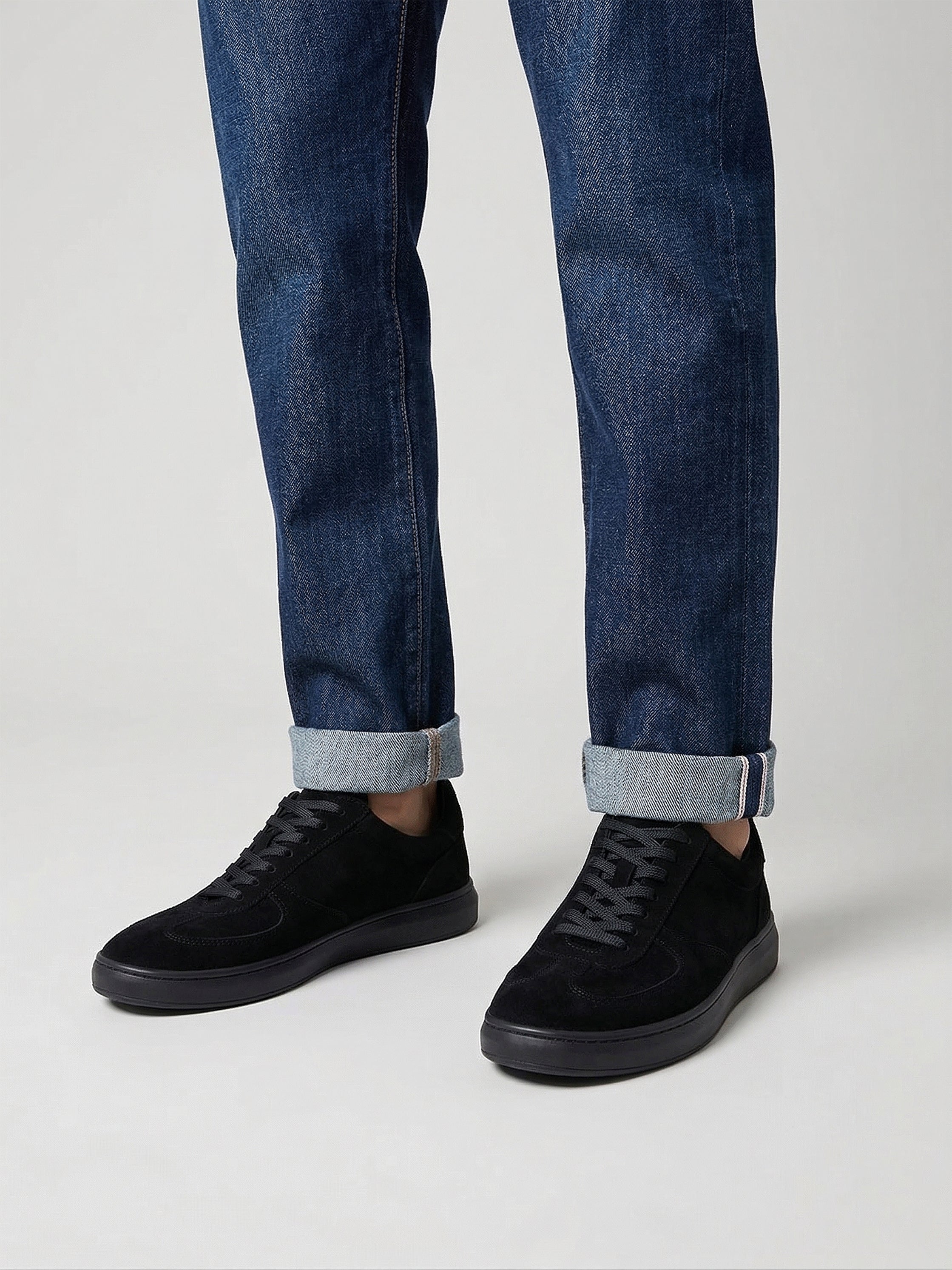 Black Retro Suede Trainer