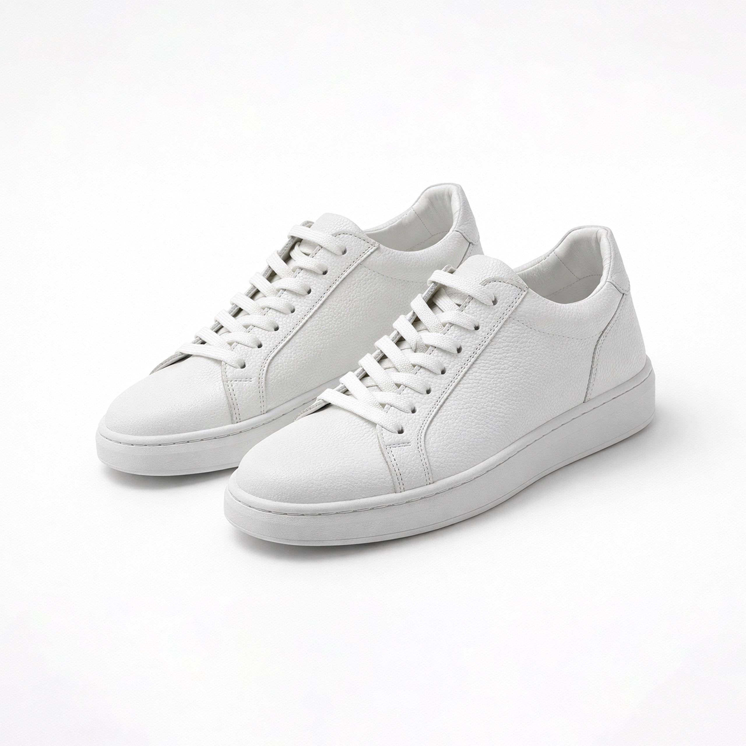 White Structured Leather Trainer