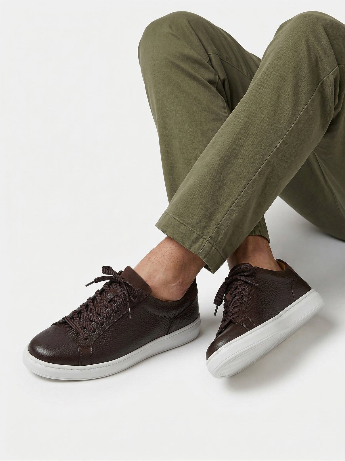 Brown Structured Leather Trainer