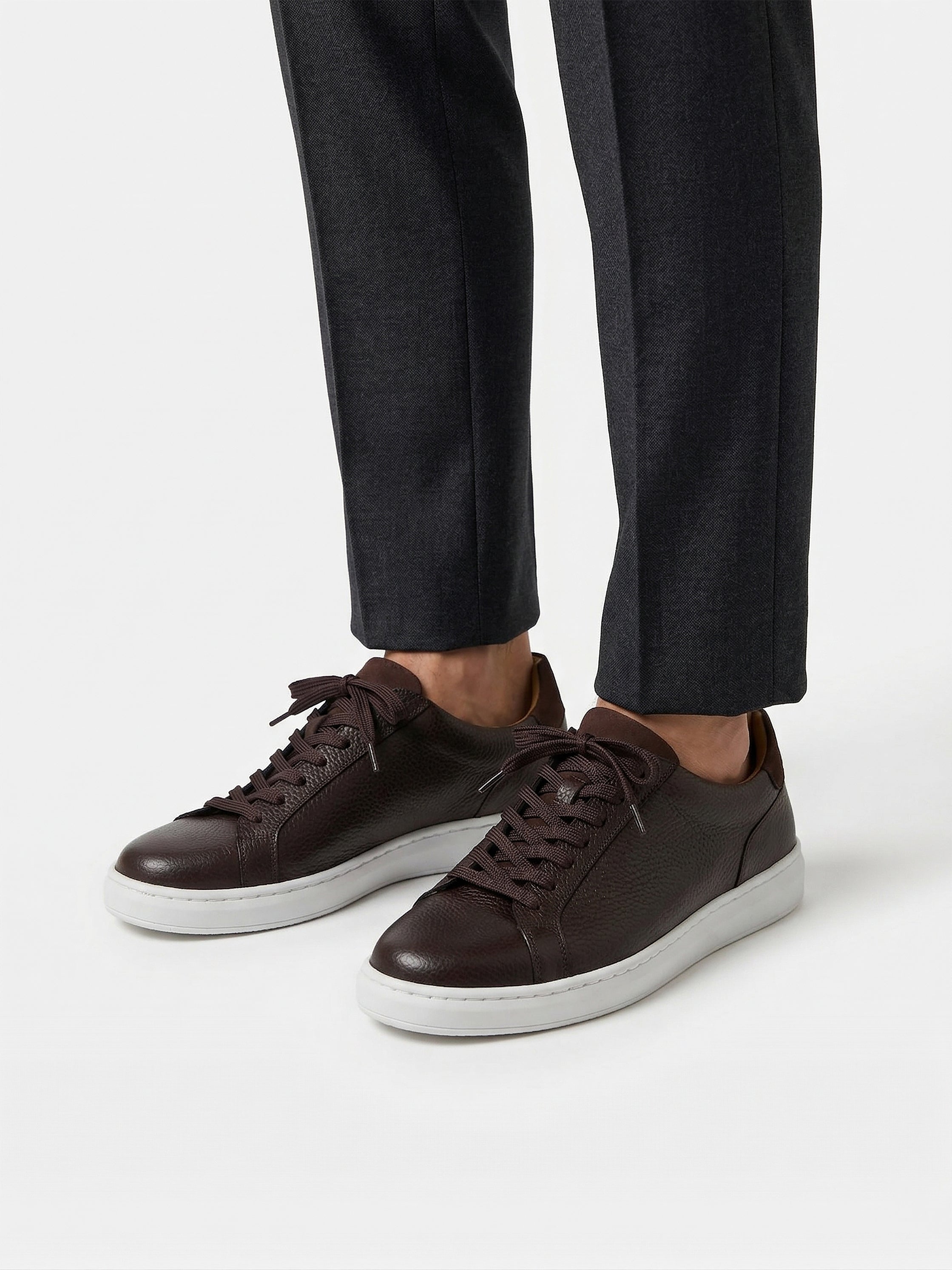 Brown Structured Leather Trainer