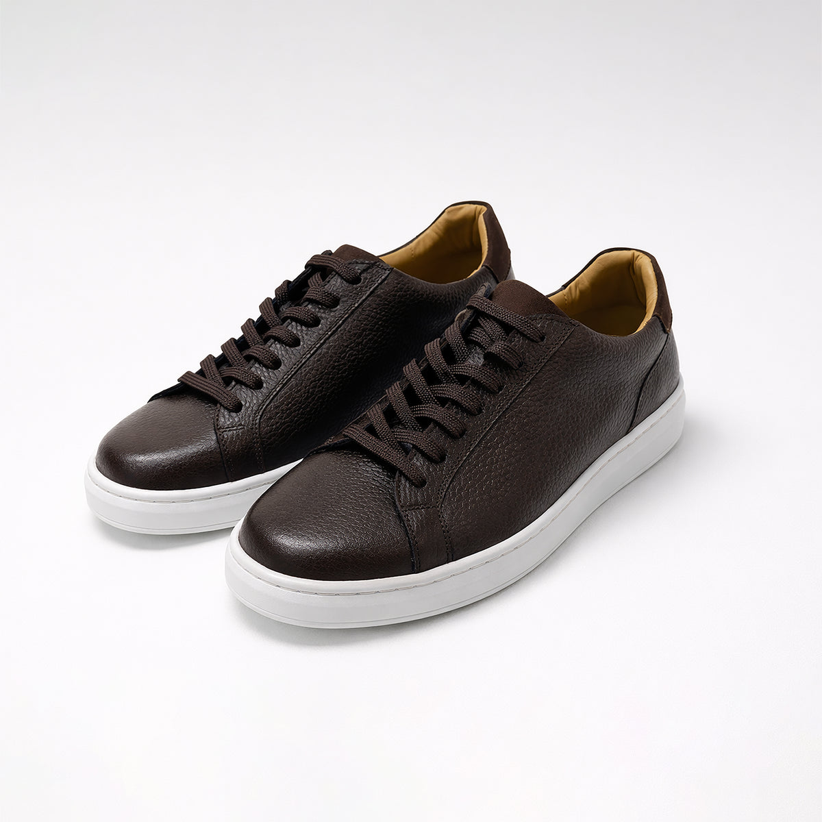Brown Structured Leather Trainer