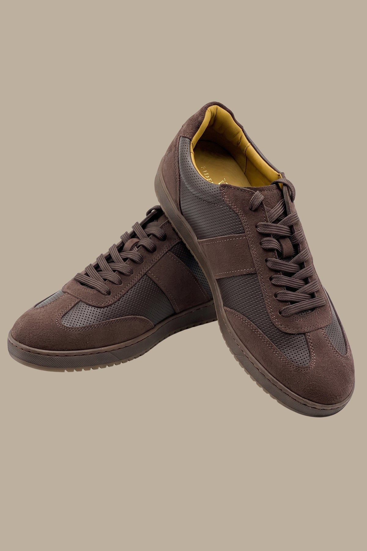 Perforated Leather Sneakers with Suede Top