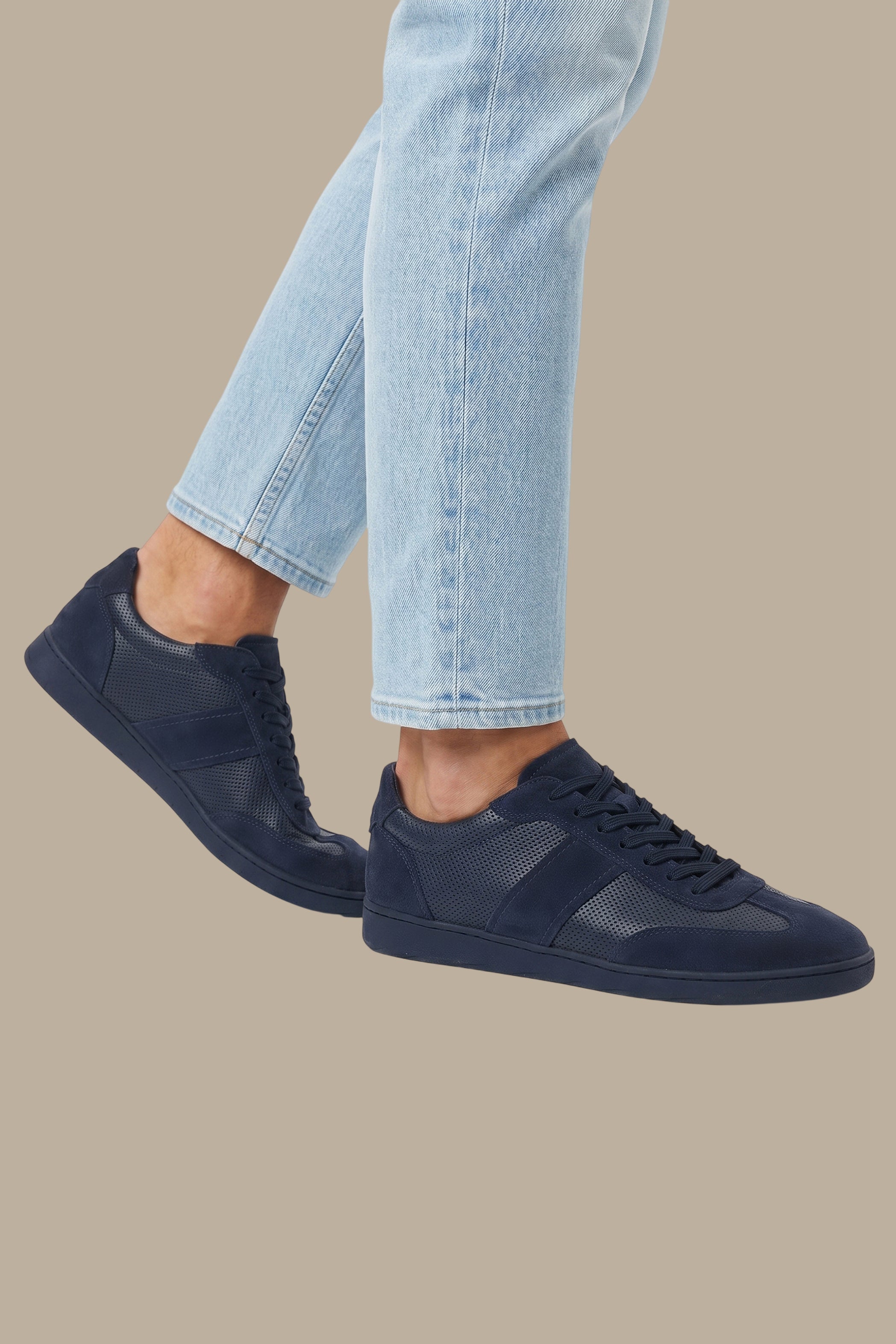 Urban Perforated Suede Sneakers Navy