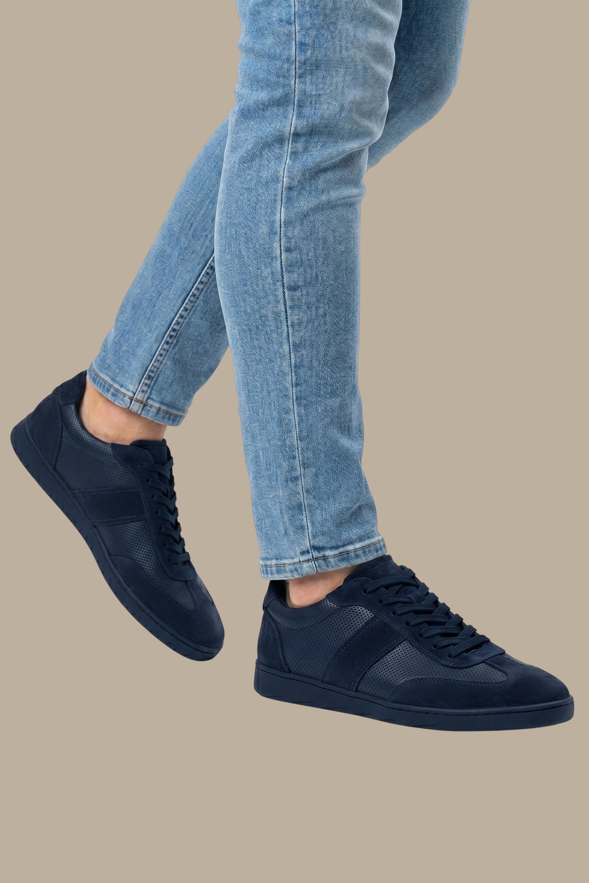 Urban Perforated Suede Sneakers Navy