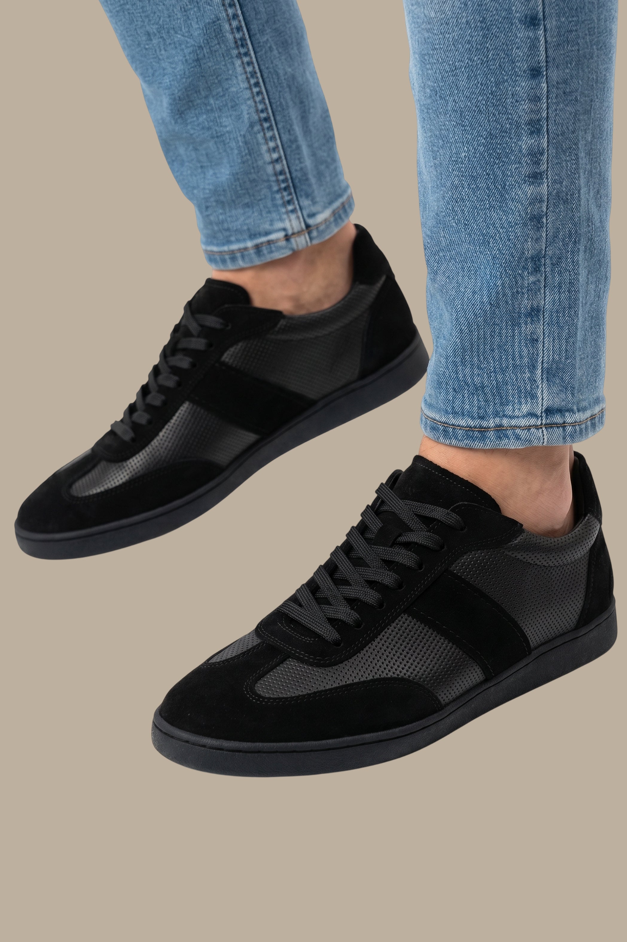 Urban Perforated Suede Sneakers Black