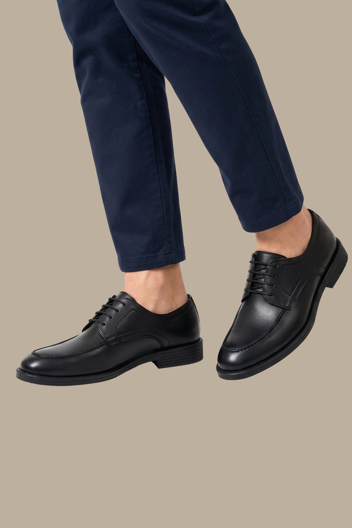 Black Plain Toe Derby Dress Shoes