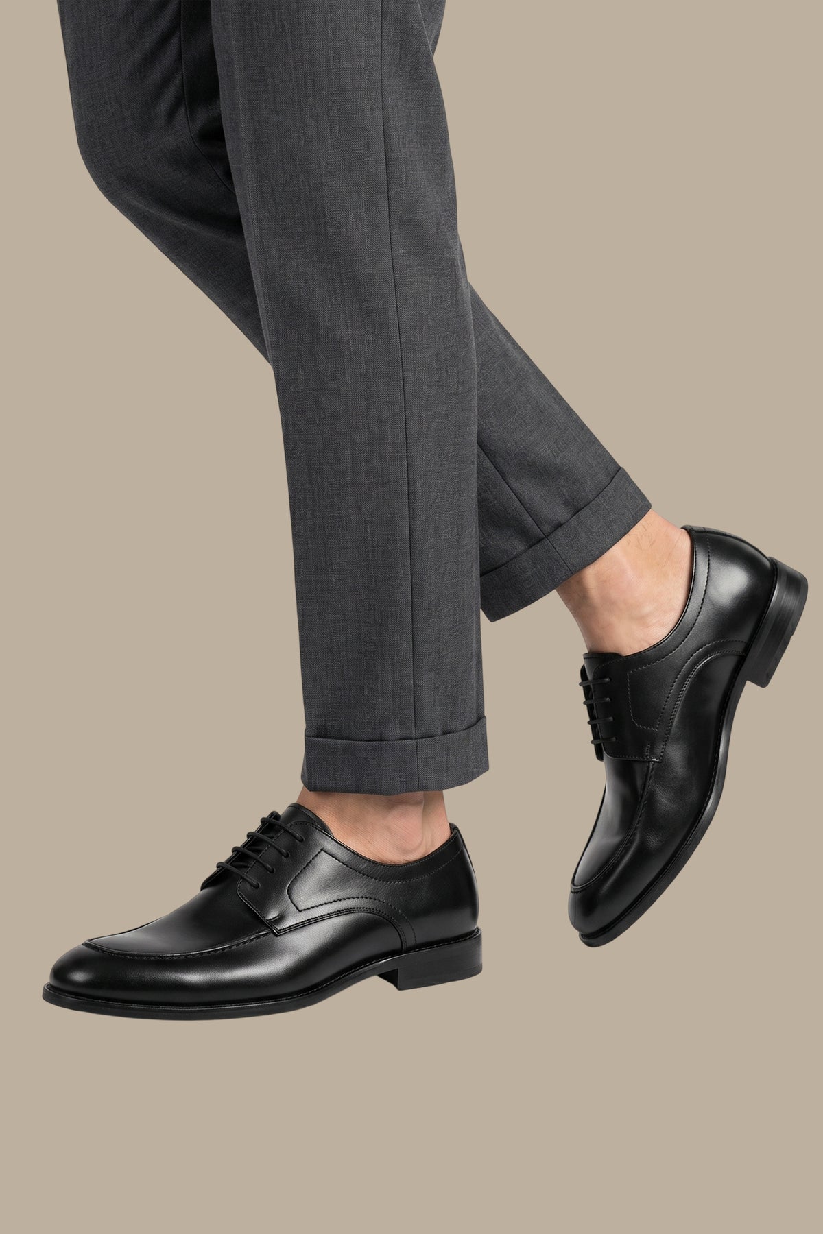 Black Plain Toe Derby Dress Shoes