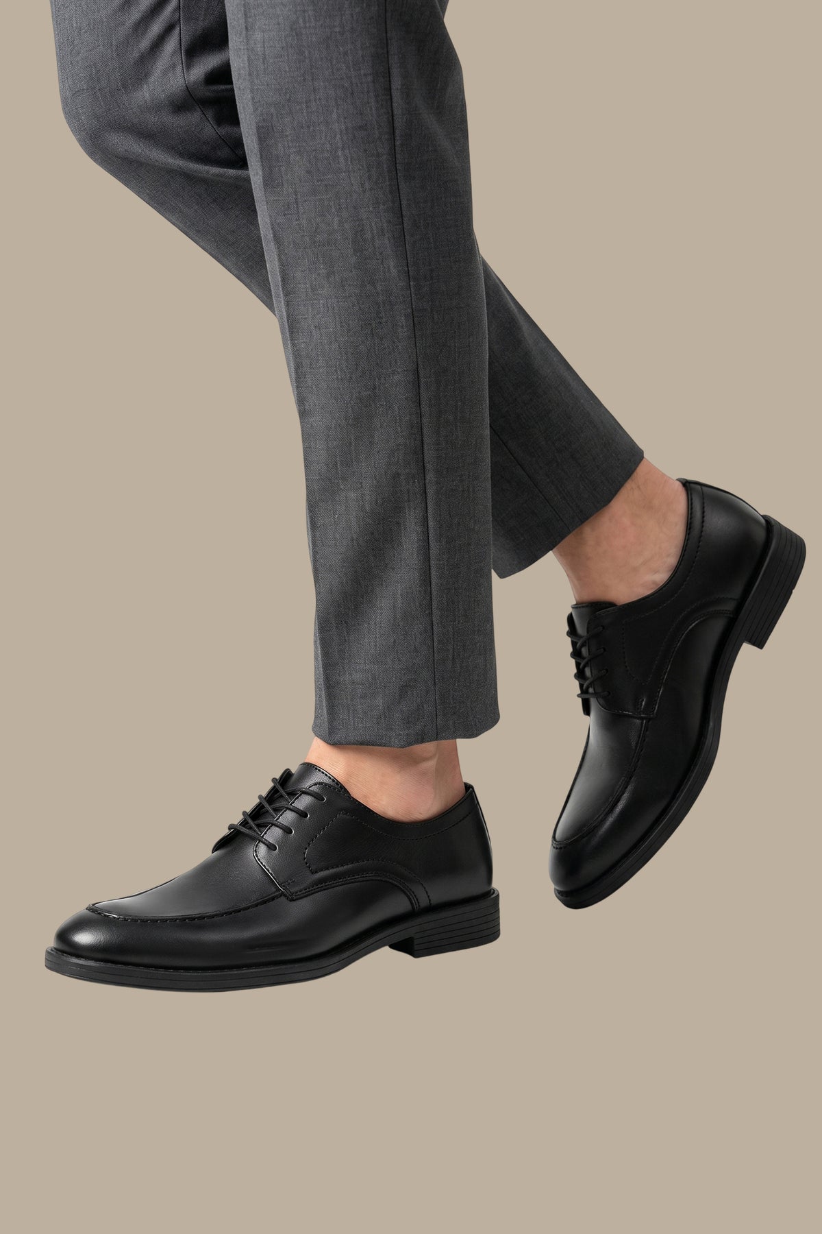 Black Plain Toe Derby Dress Shoes