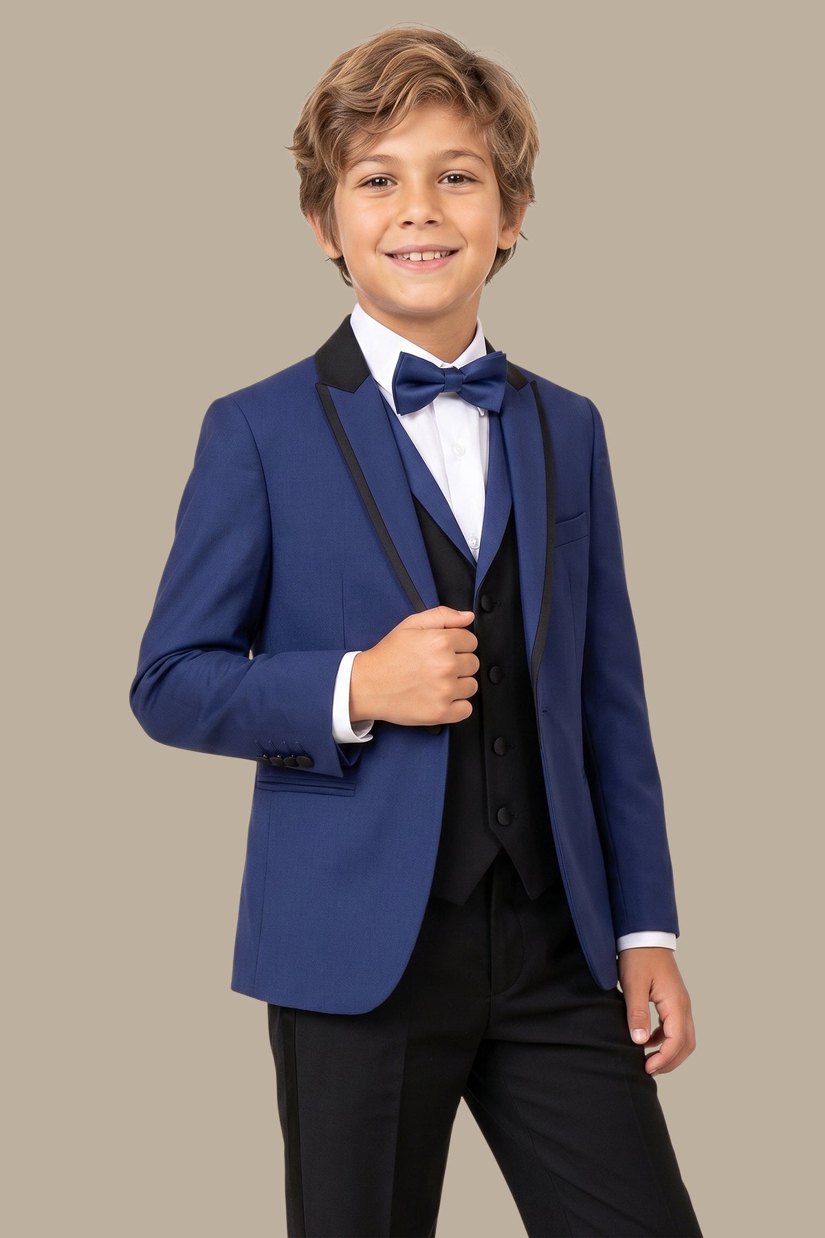 Tuxedo Kids Collar Chal Piping 3-Piece Blue