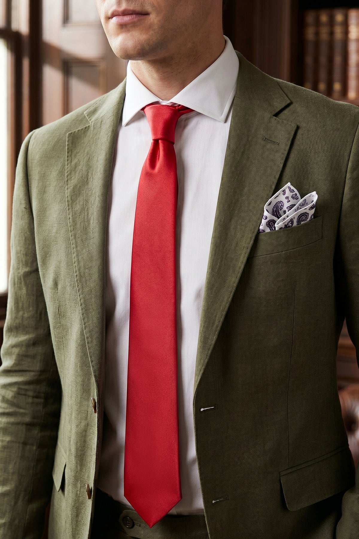 Satin Plain Red Tie