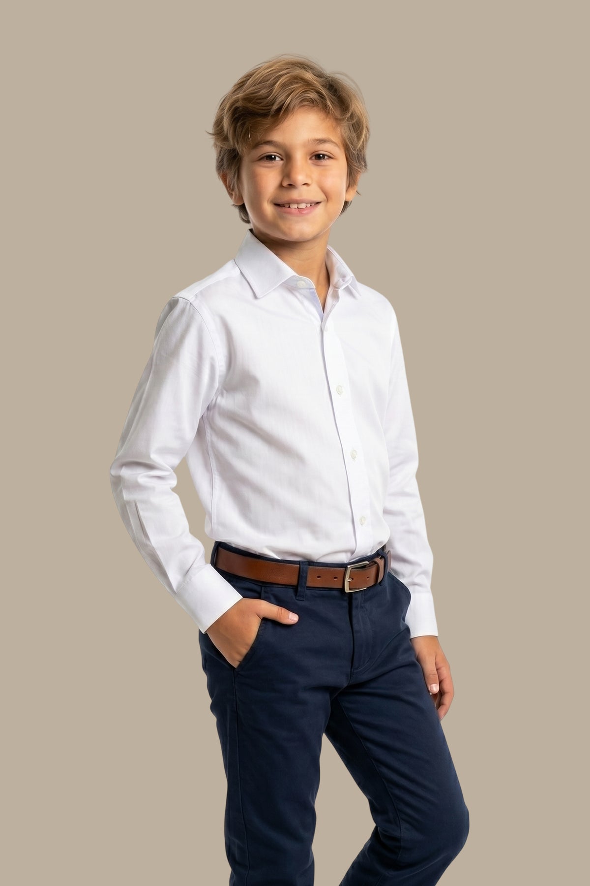 Kids Classic Plain Shirt White