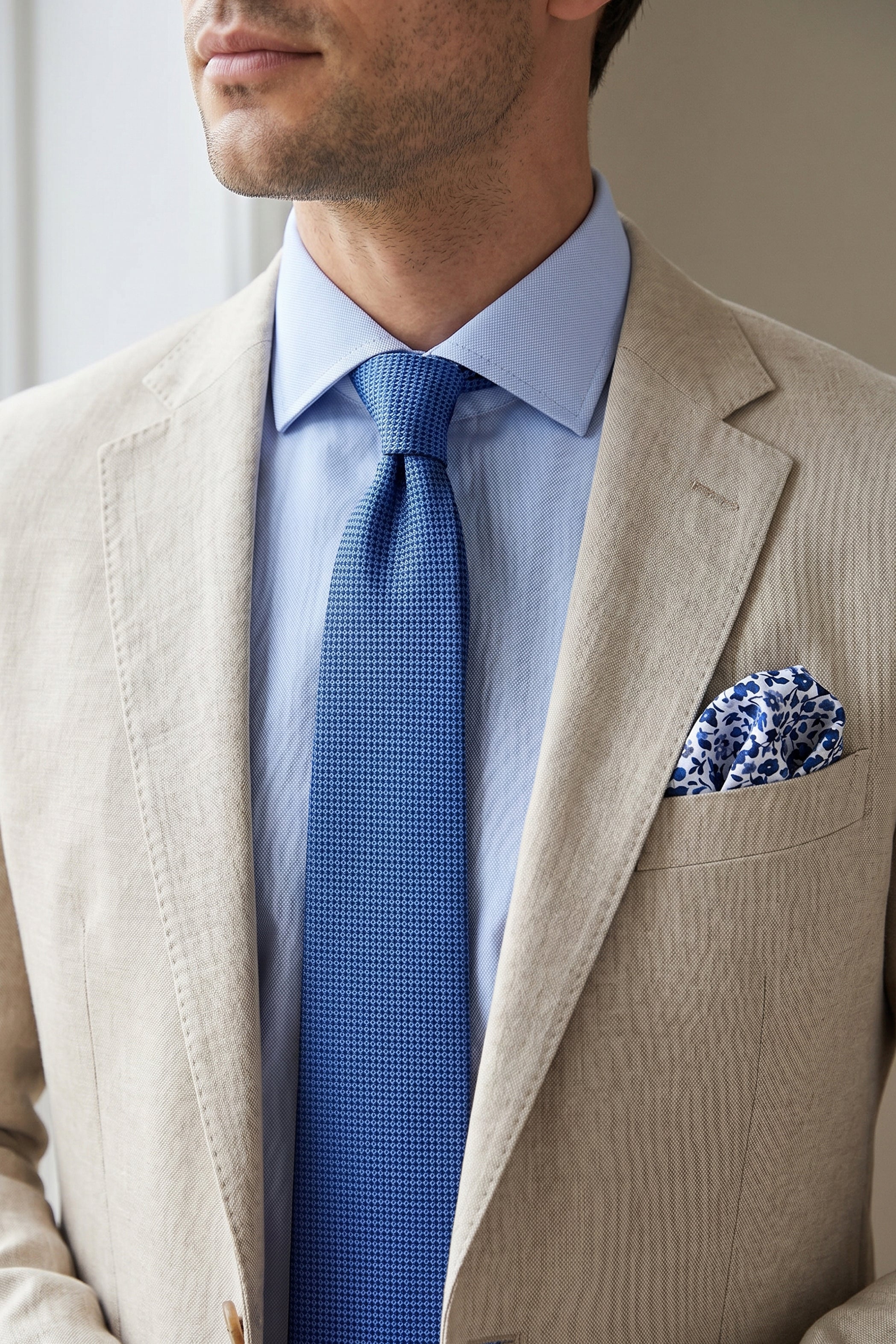 Structured Plain Blue Tie