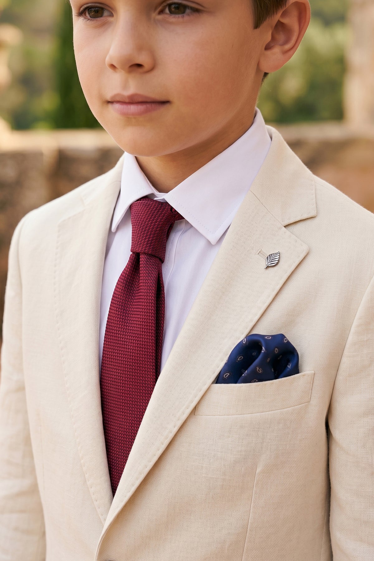 Kids Structured Plain Burgundy Tie