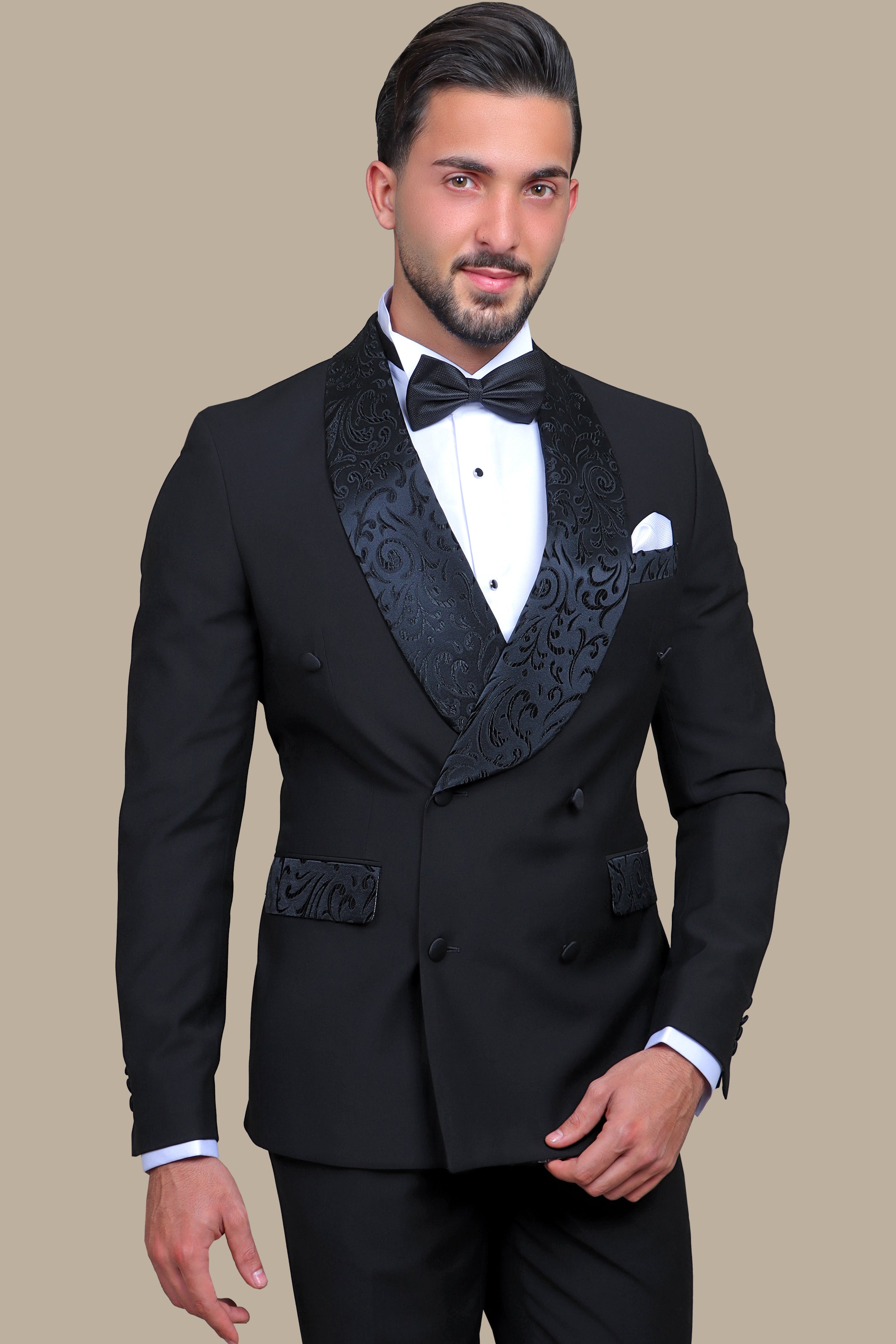 Black Elegance: Tuxedo FV Special Edition with Jacquard Collar & Pocket