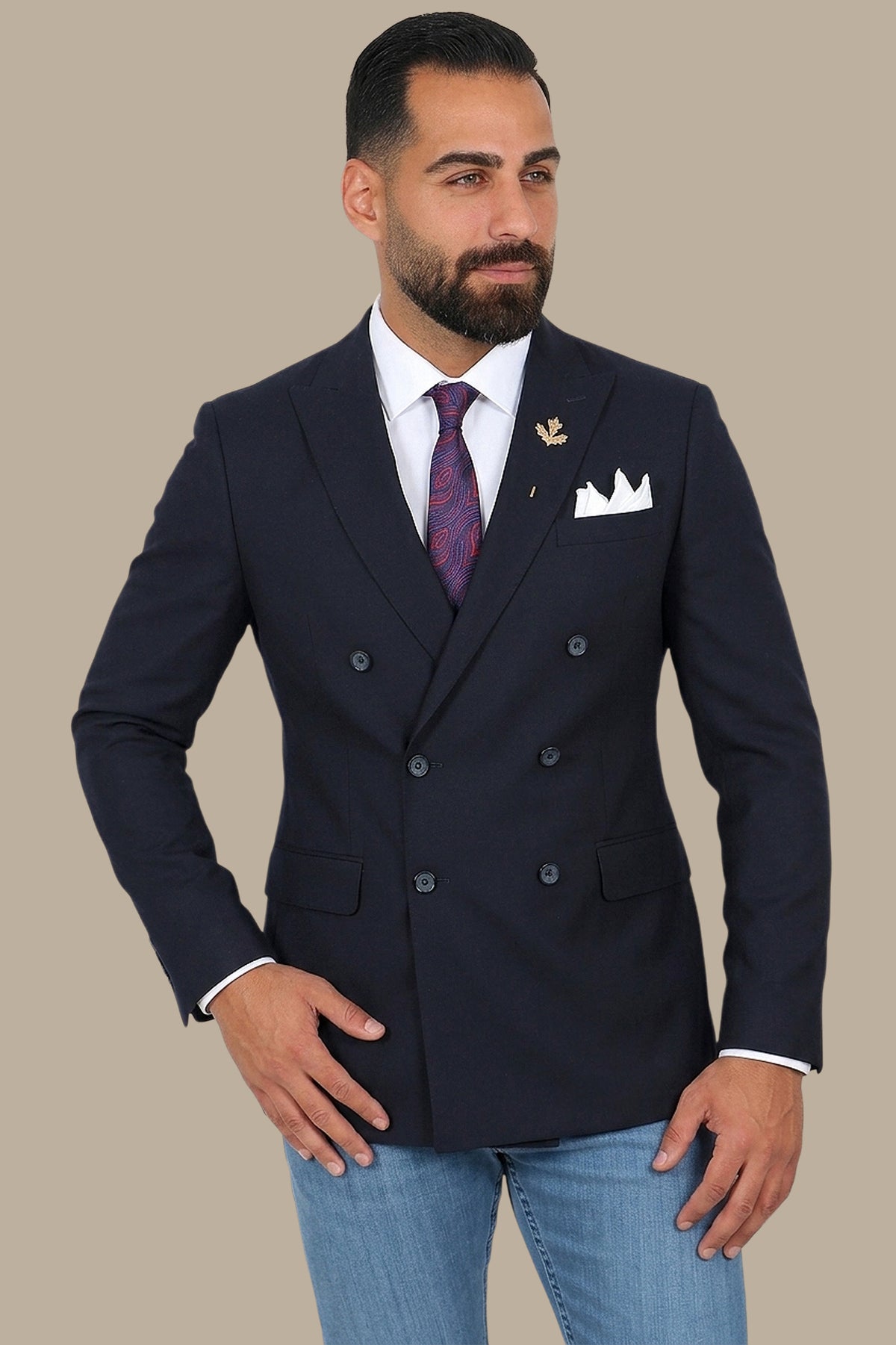 Navy Royalty: Double-Breasted Blazer