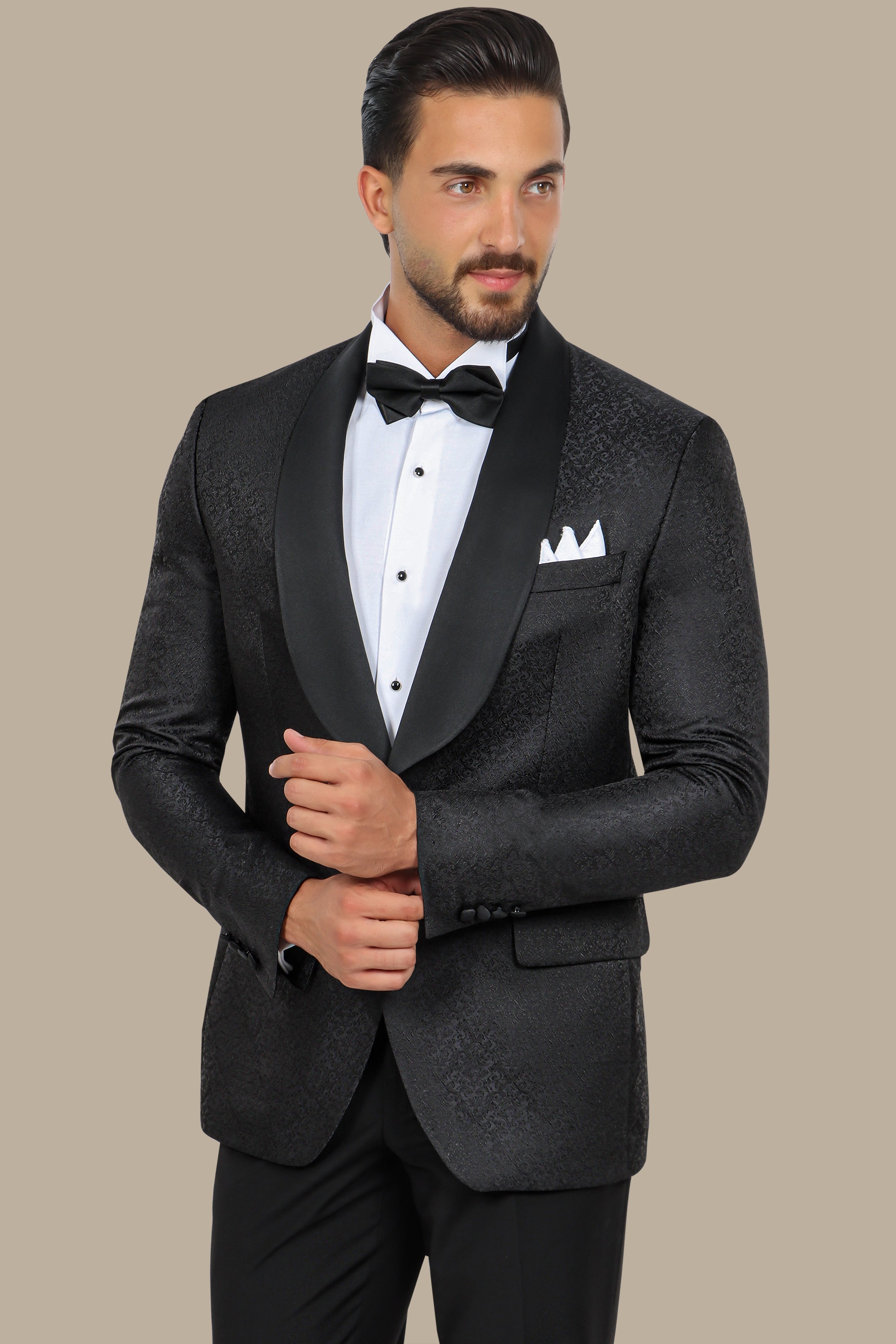 Black Jacquard Colchale Tuxedo FV Special Collection