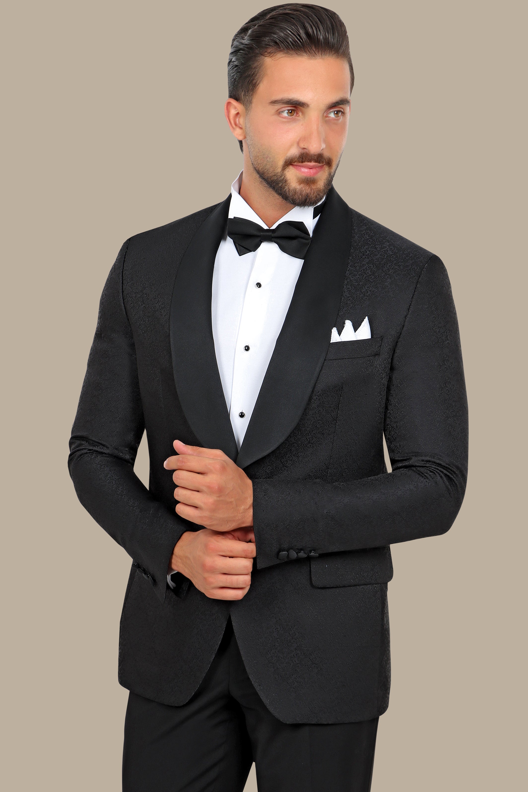 Black Jacquard Colchale Tuxedo FV Special Collection