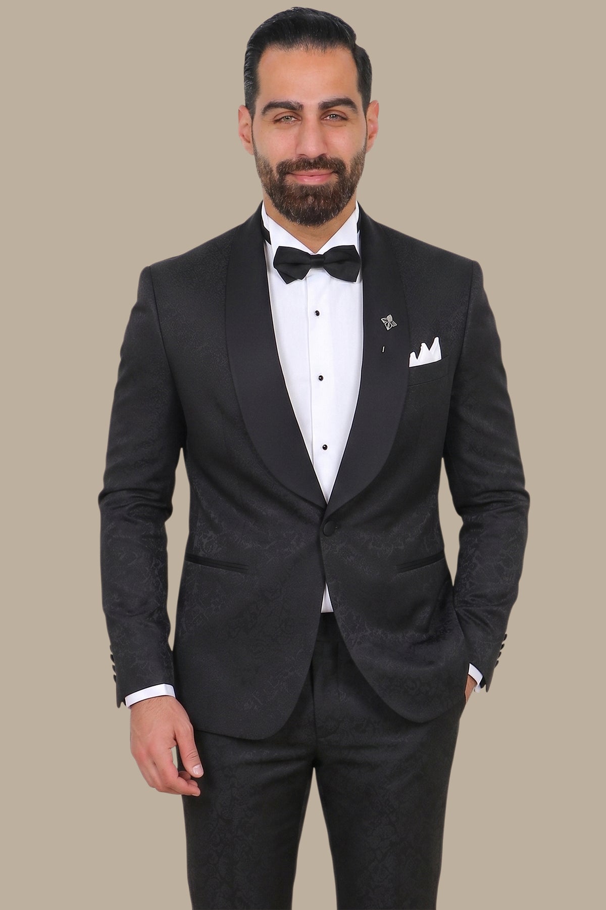 Black Jacquard Colchale Tuxedo FV Special Collection