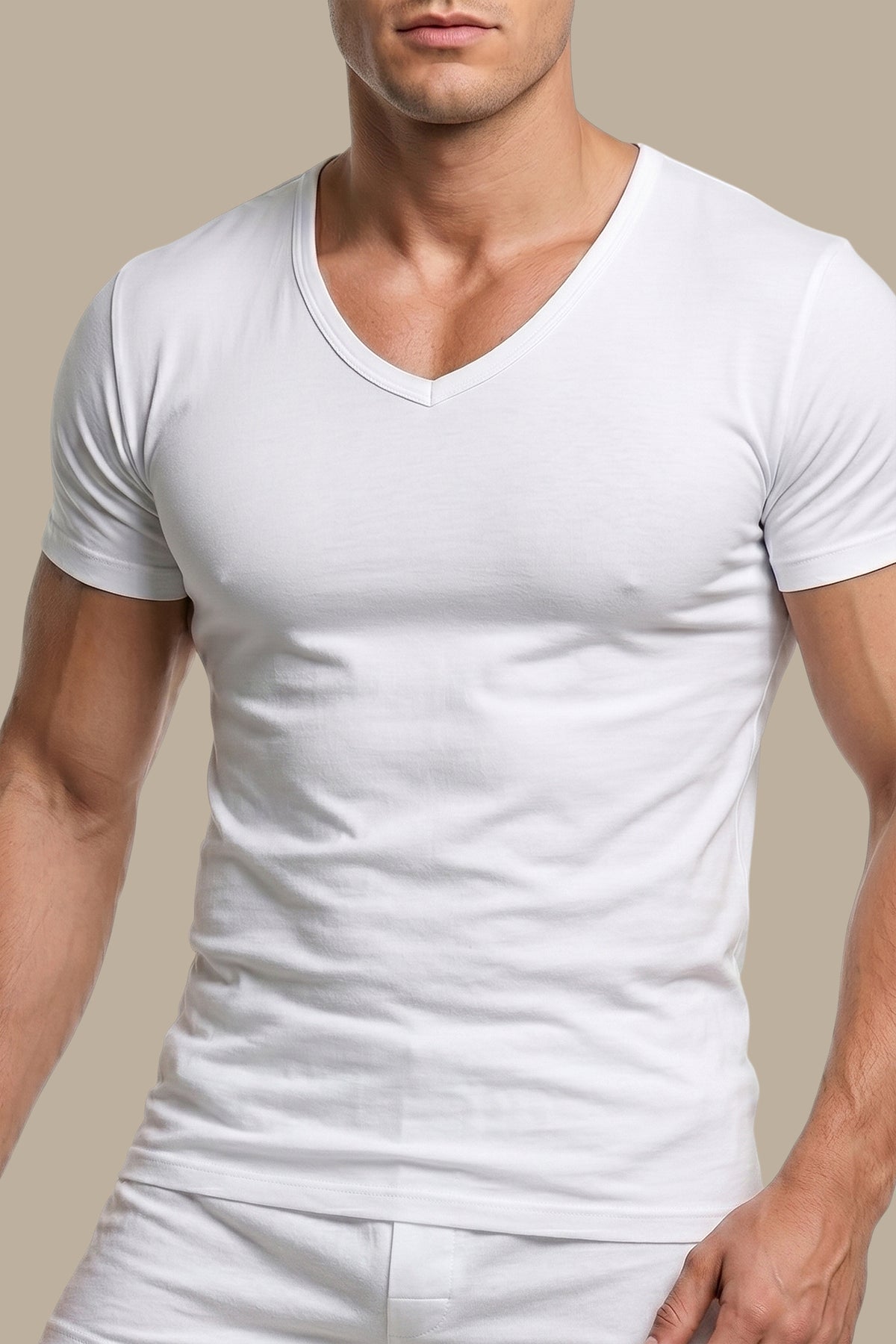 White V-Neck Underwear