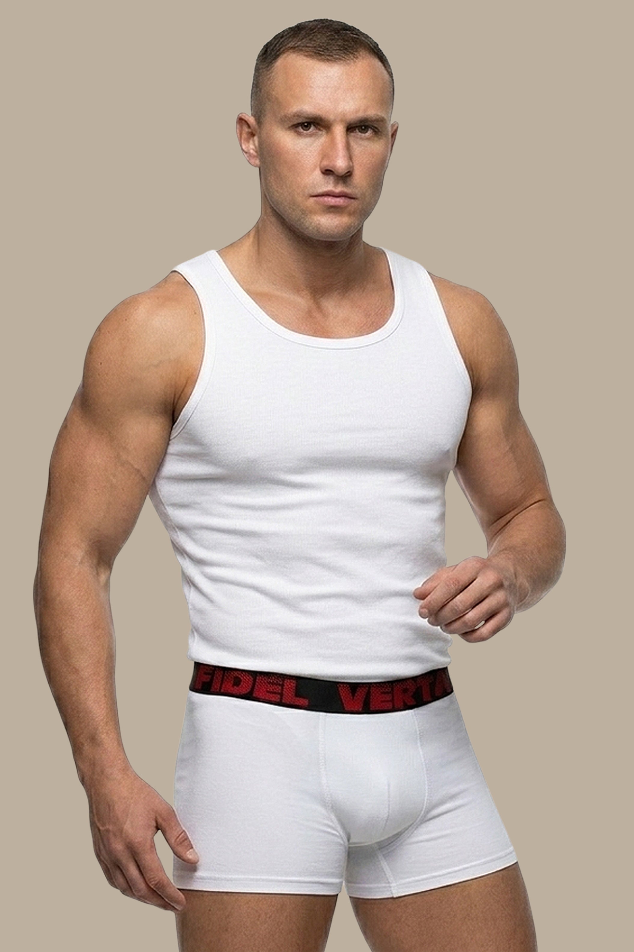 Solid white boxer