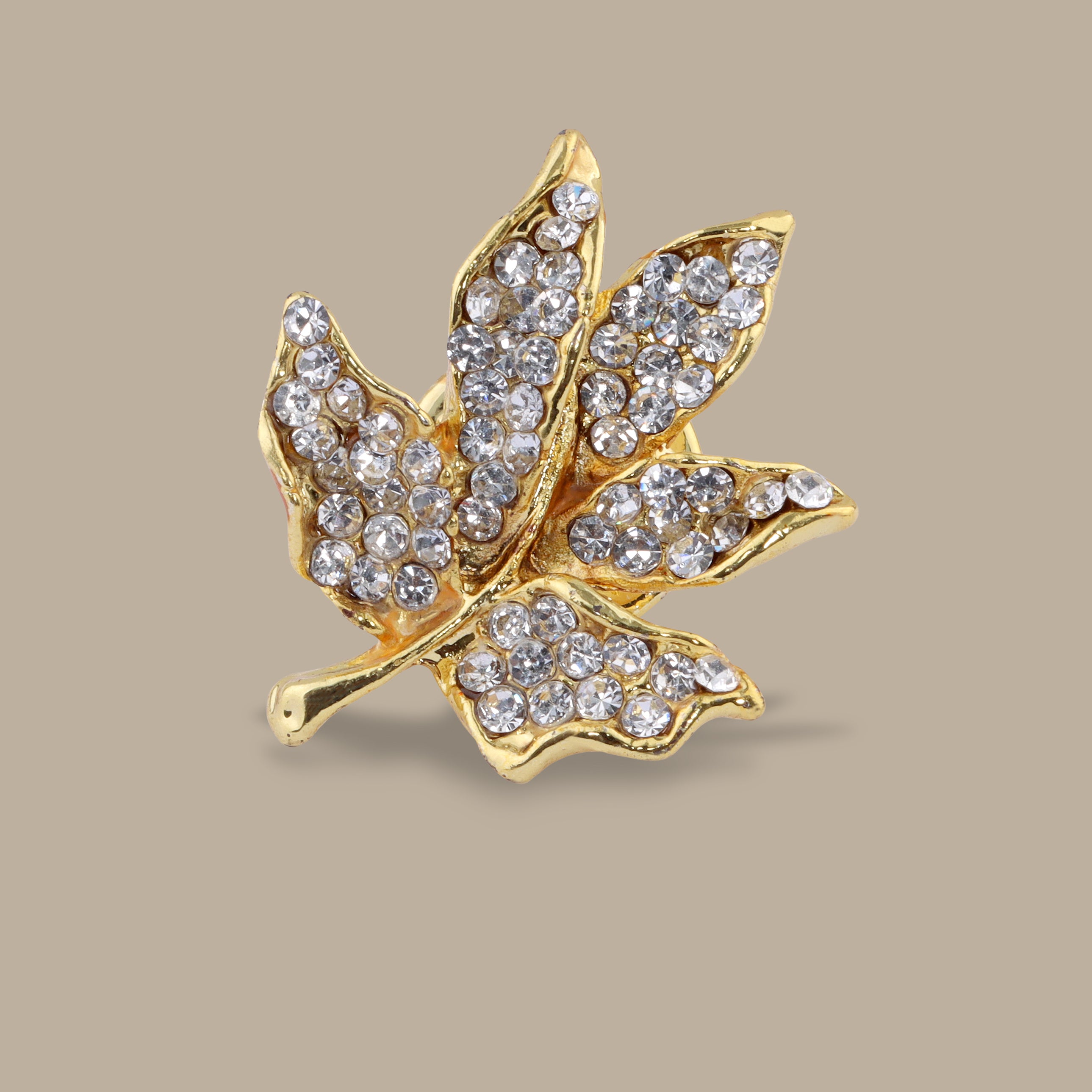 Golden Small Leaves Strass Pin