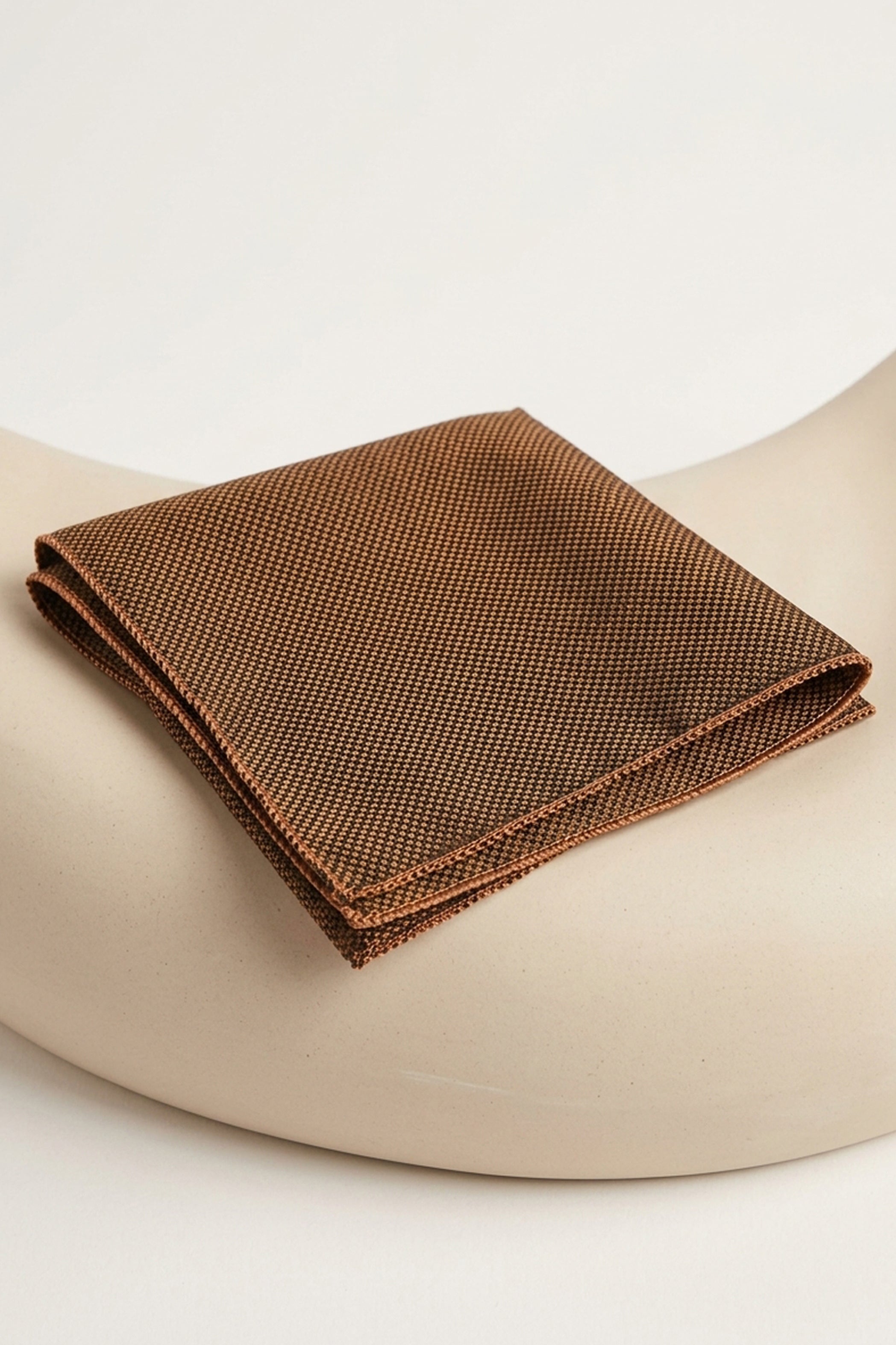 Khaki Structured Plain Pocket Square