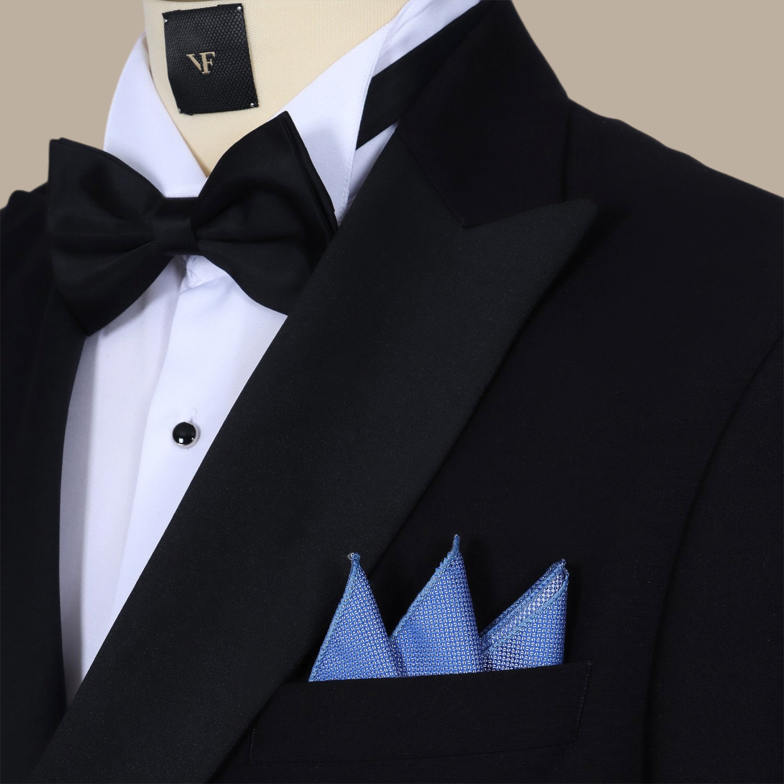 Blue Structured Plain Pocket Square