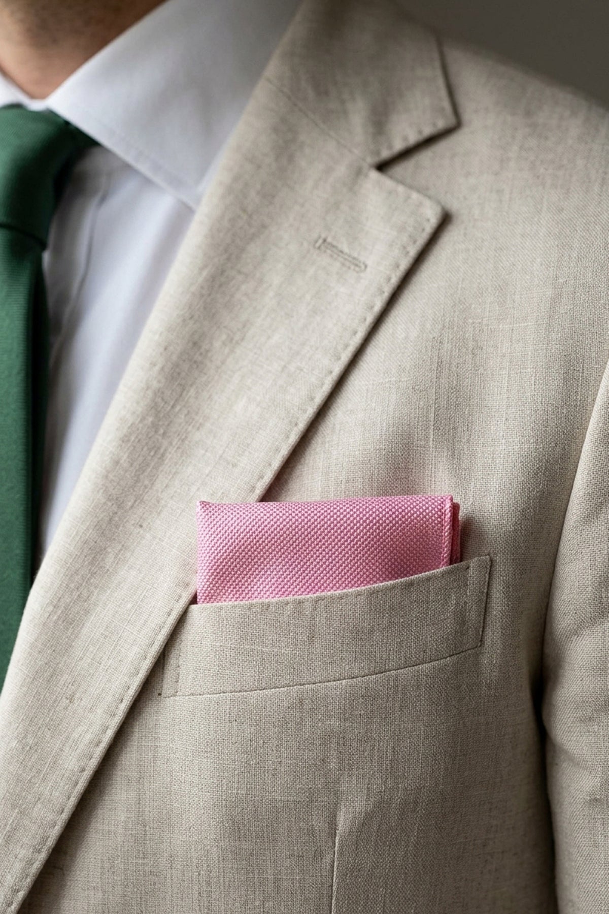 Pink Plain Structure Pocket Square