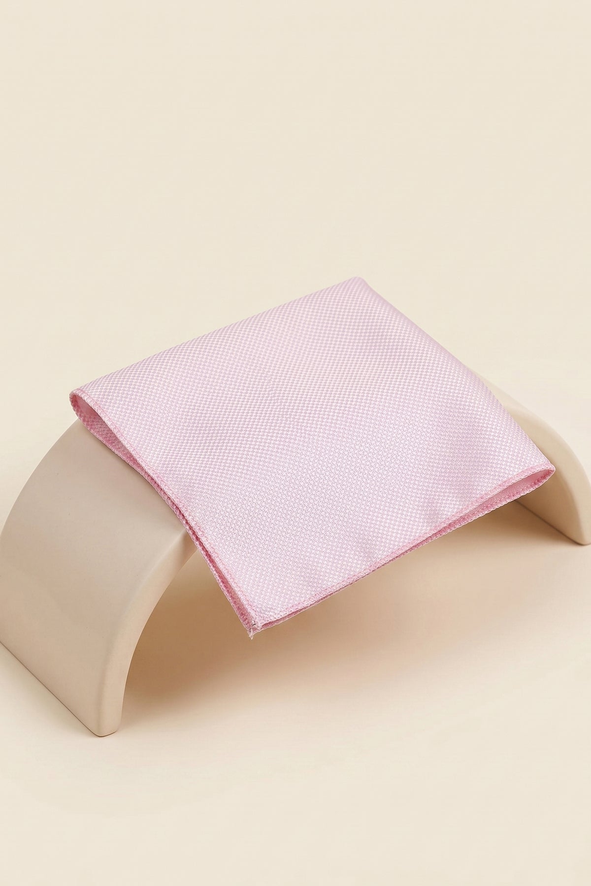 Light Pink Plain Structured Pocket Square