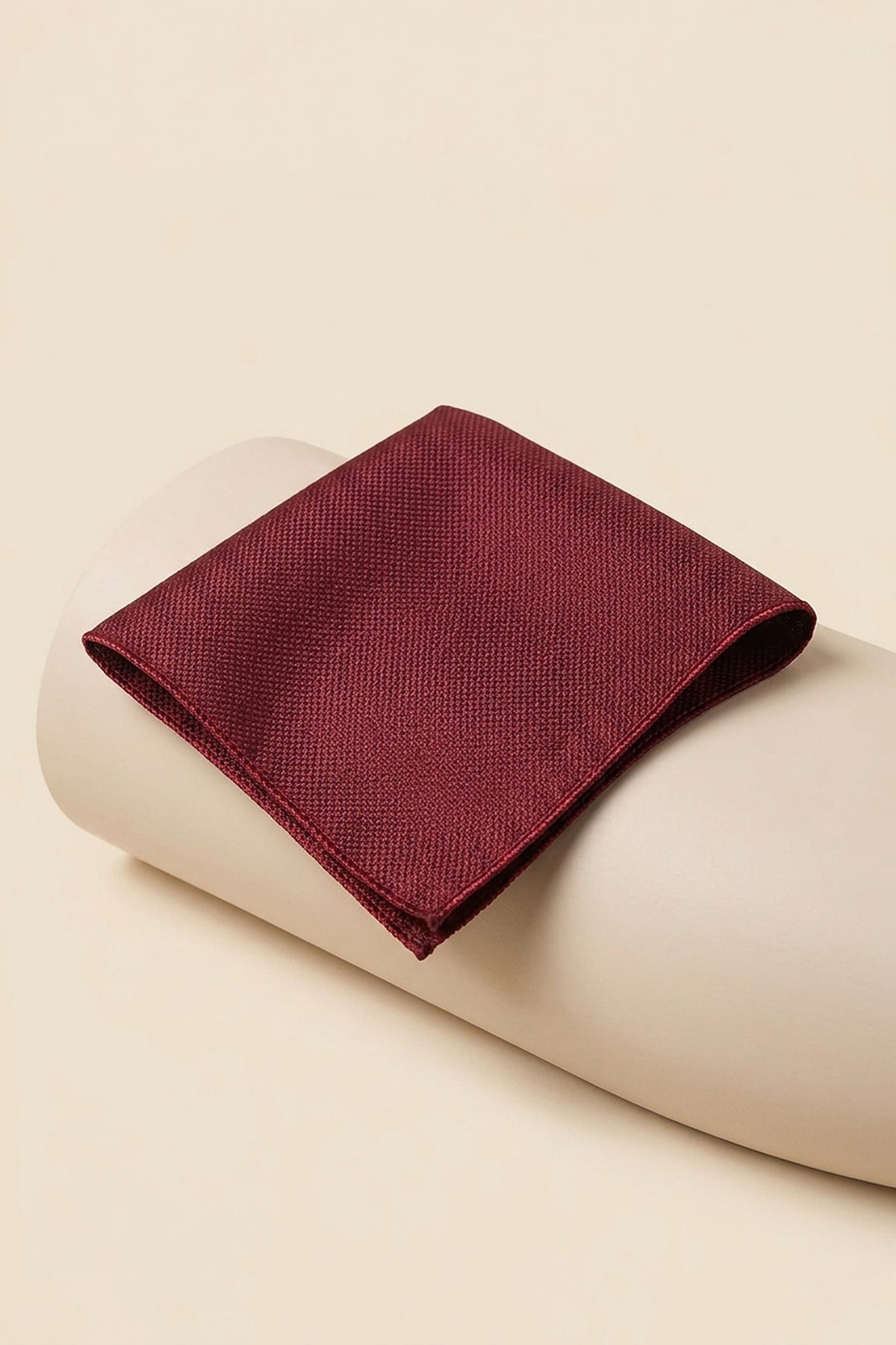 Burgundy Structured Plain Pocket Square