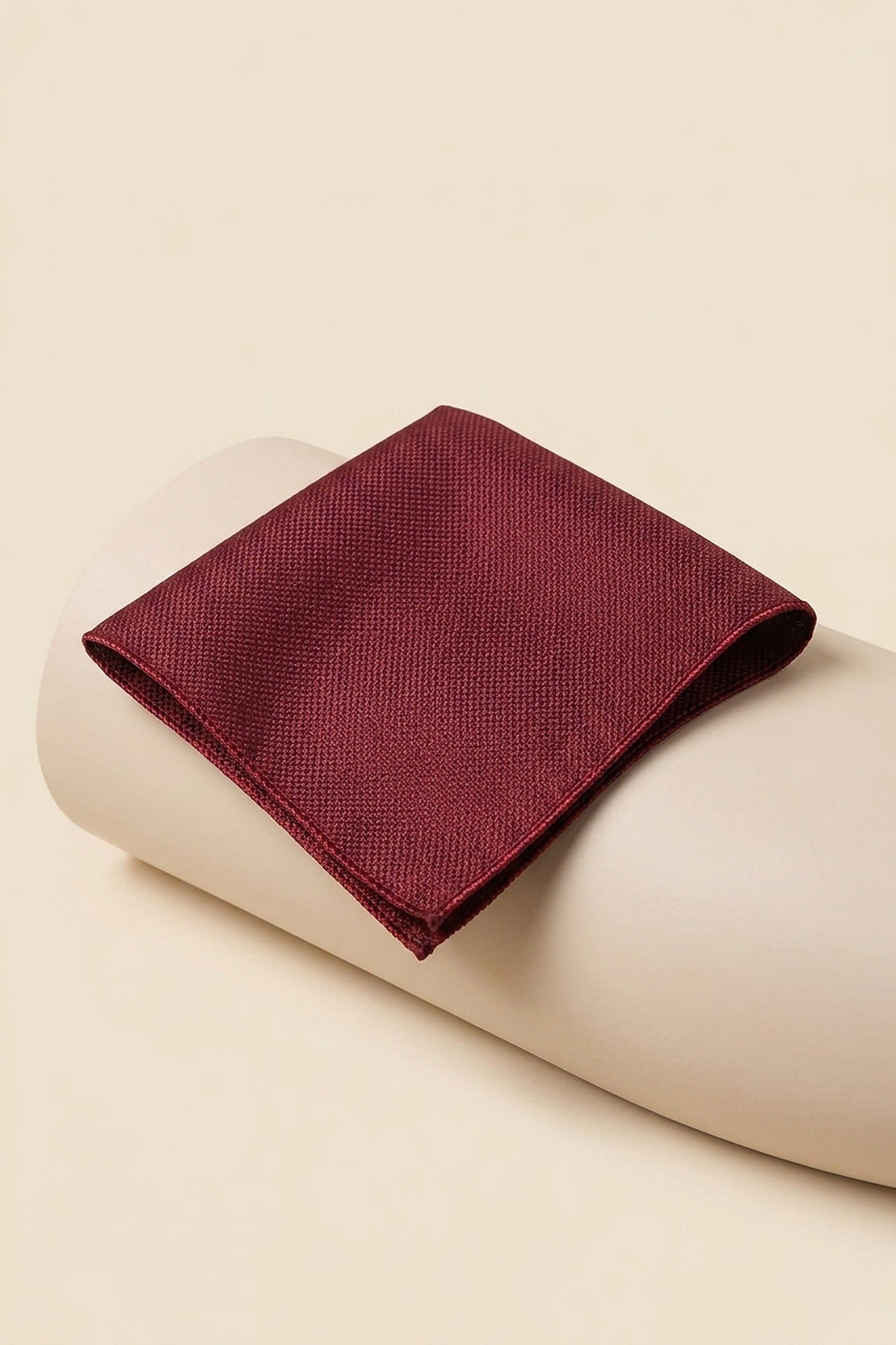 Burgundy Structured Plain Pocket Square