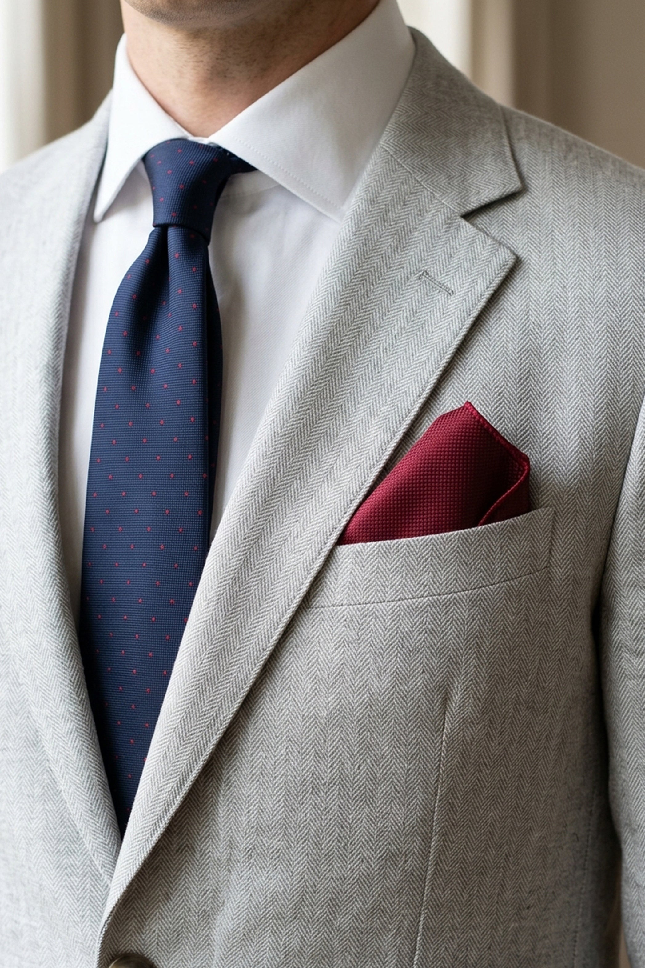 Burgundy Structured Plain Pocket Square