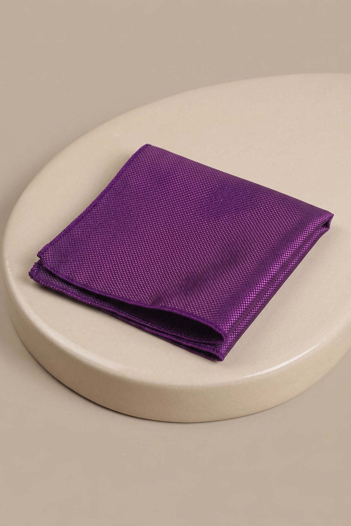 Purple Pocket Square with Structured Plain Design
