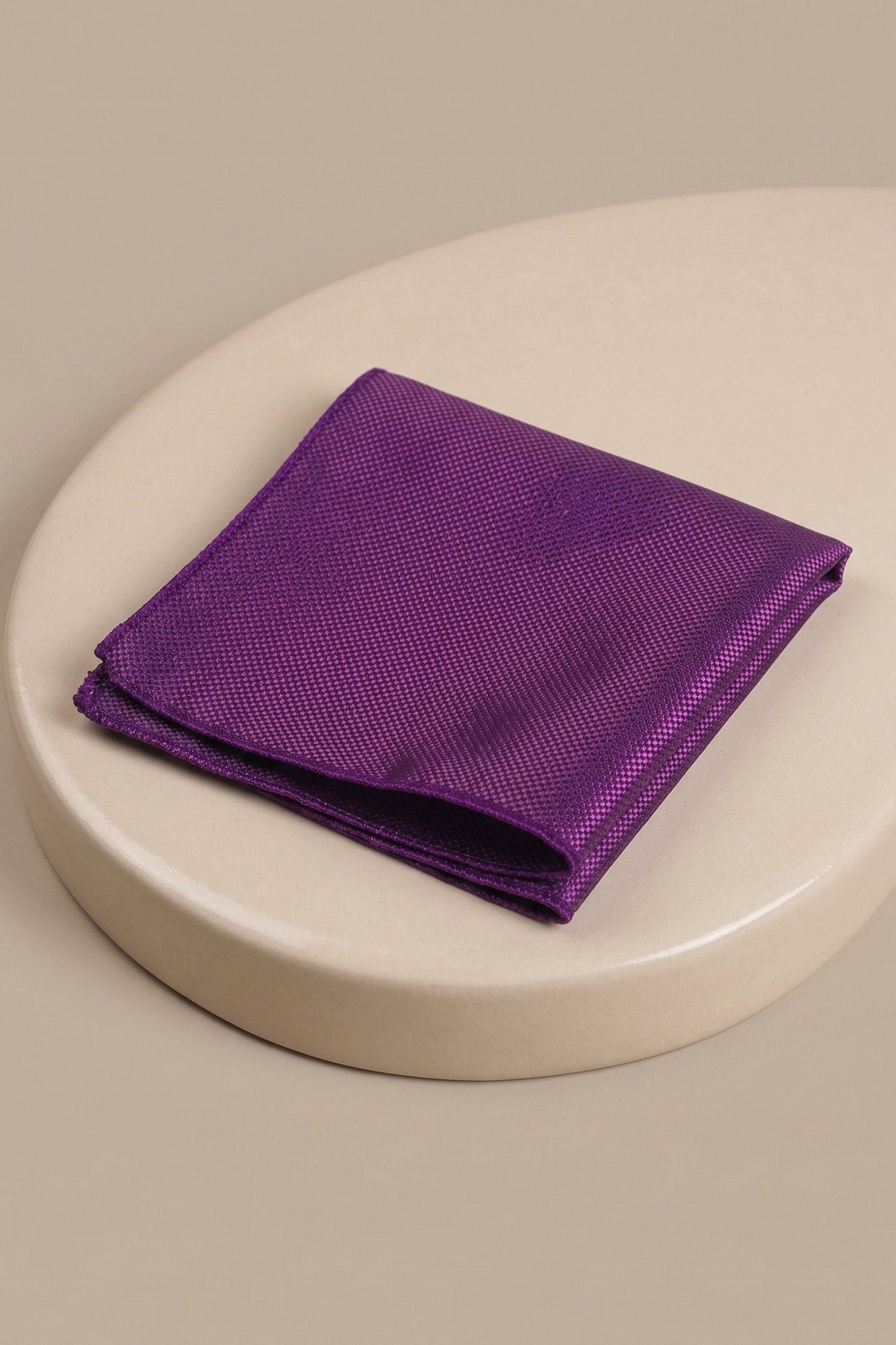 Purple Pocket Square with Structured Plain Design