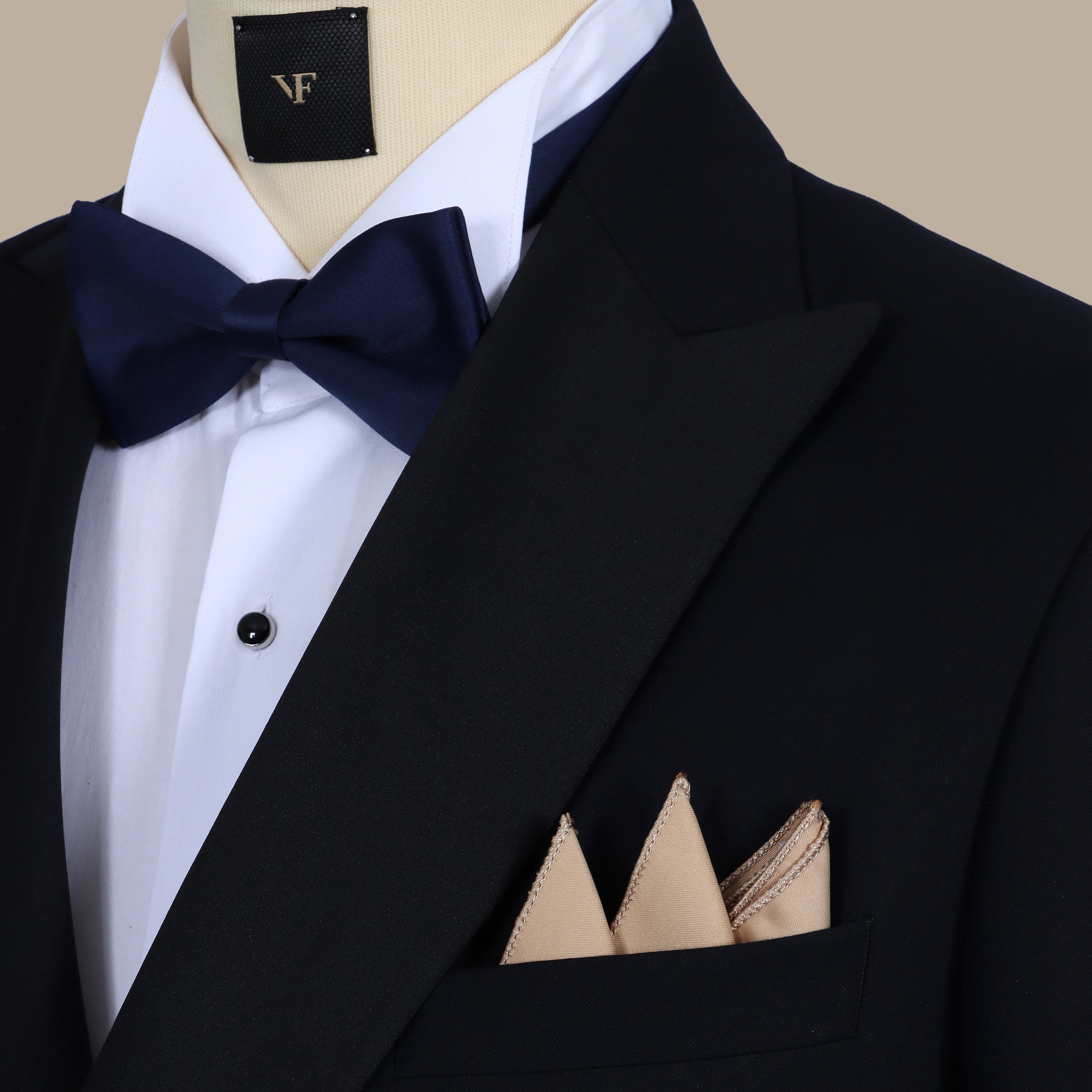 Beige Satin Plain Pocket Square