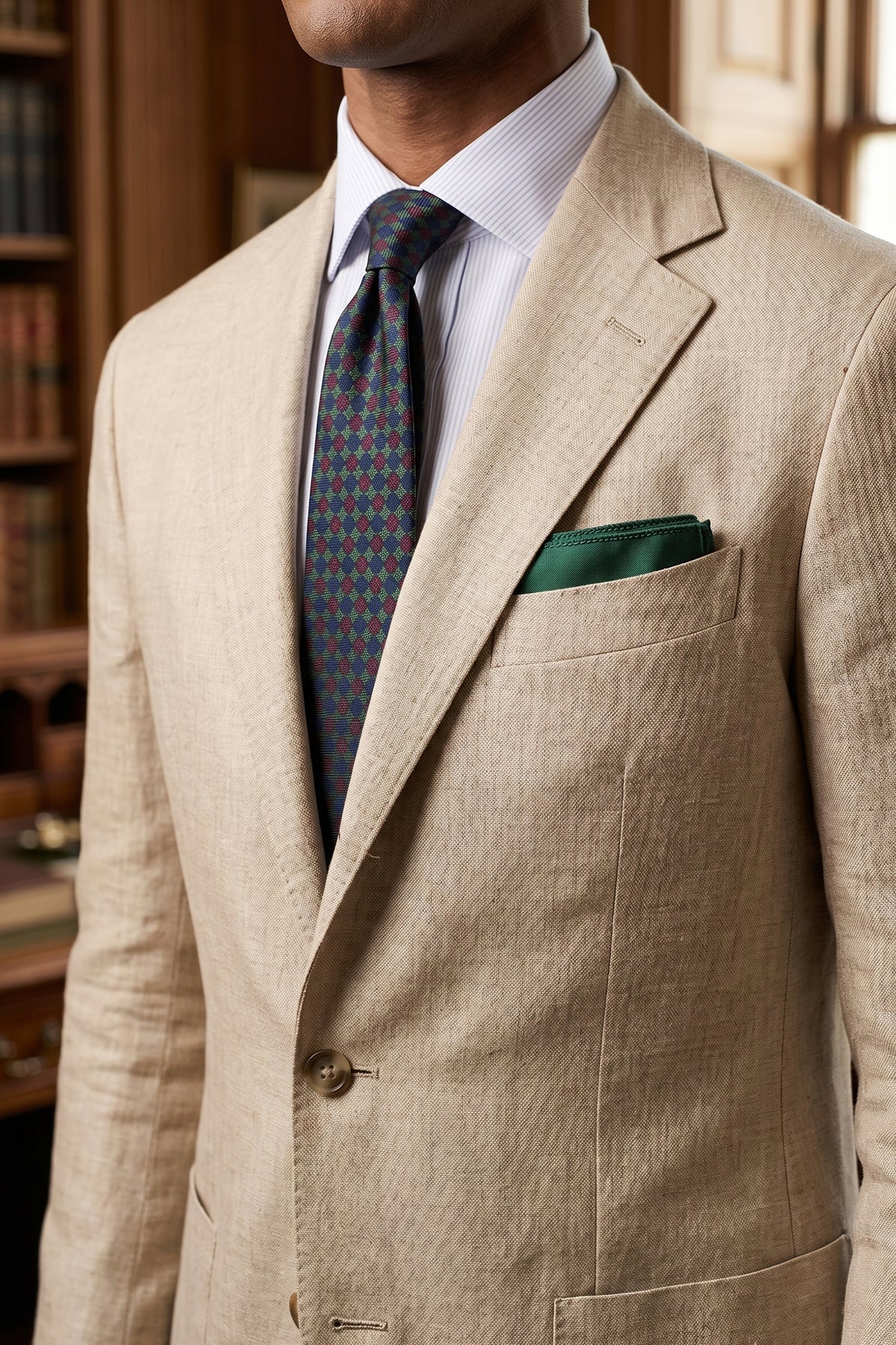 Green Satin Pocket Square