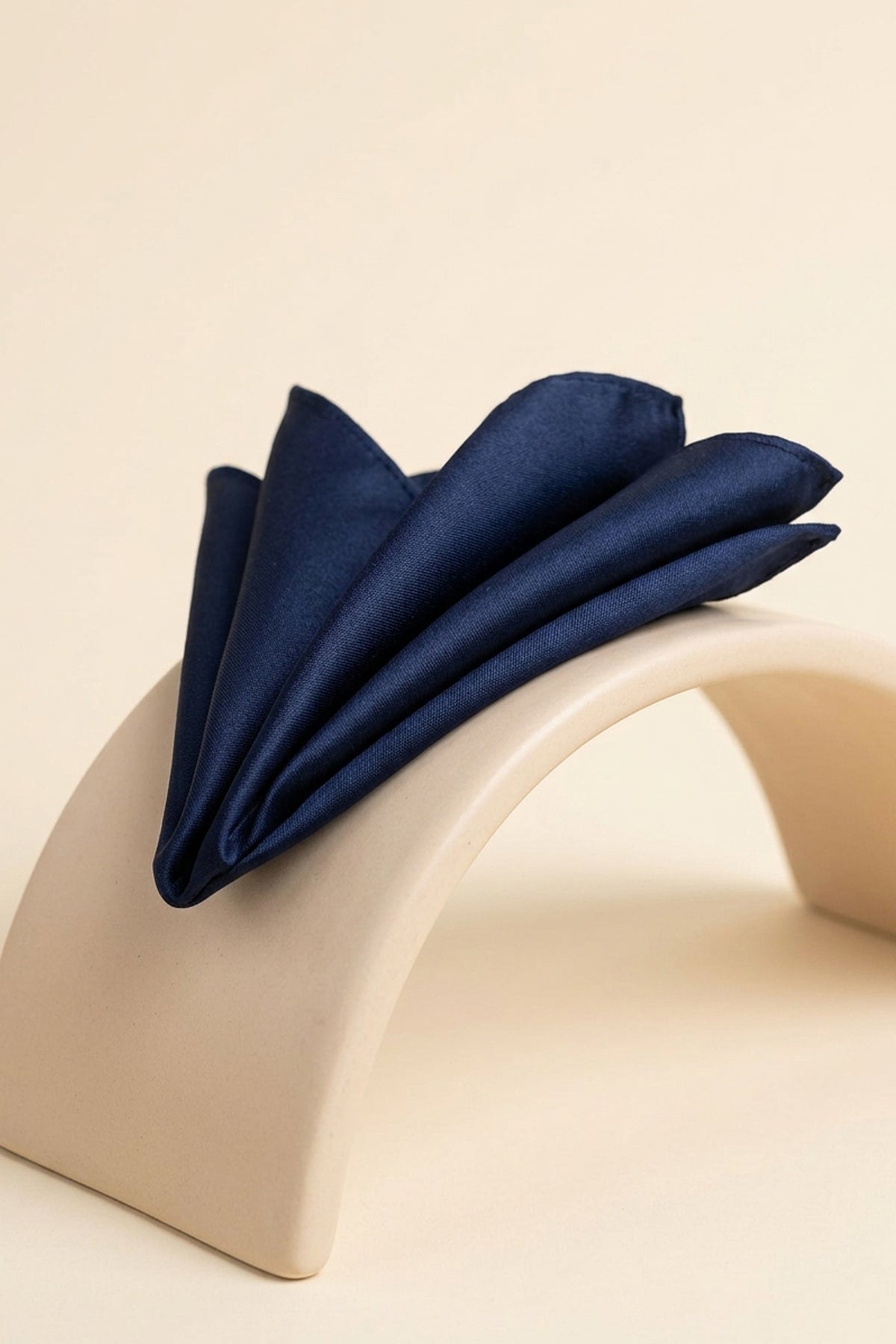Navy Satin Plain Pocket Square