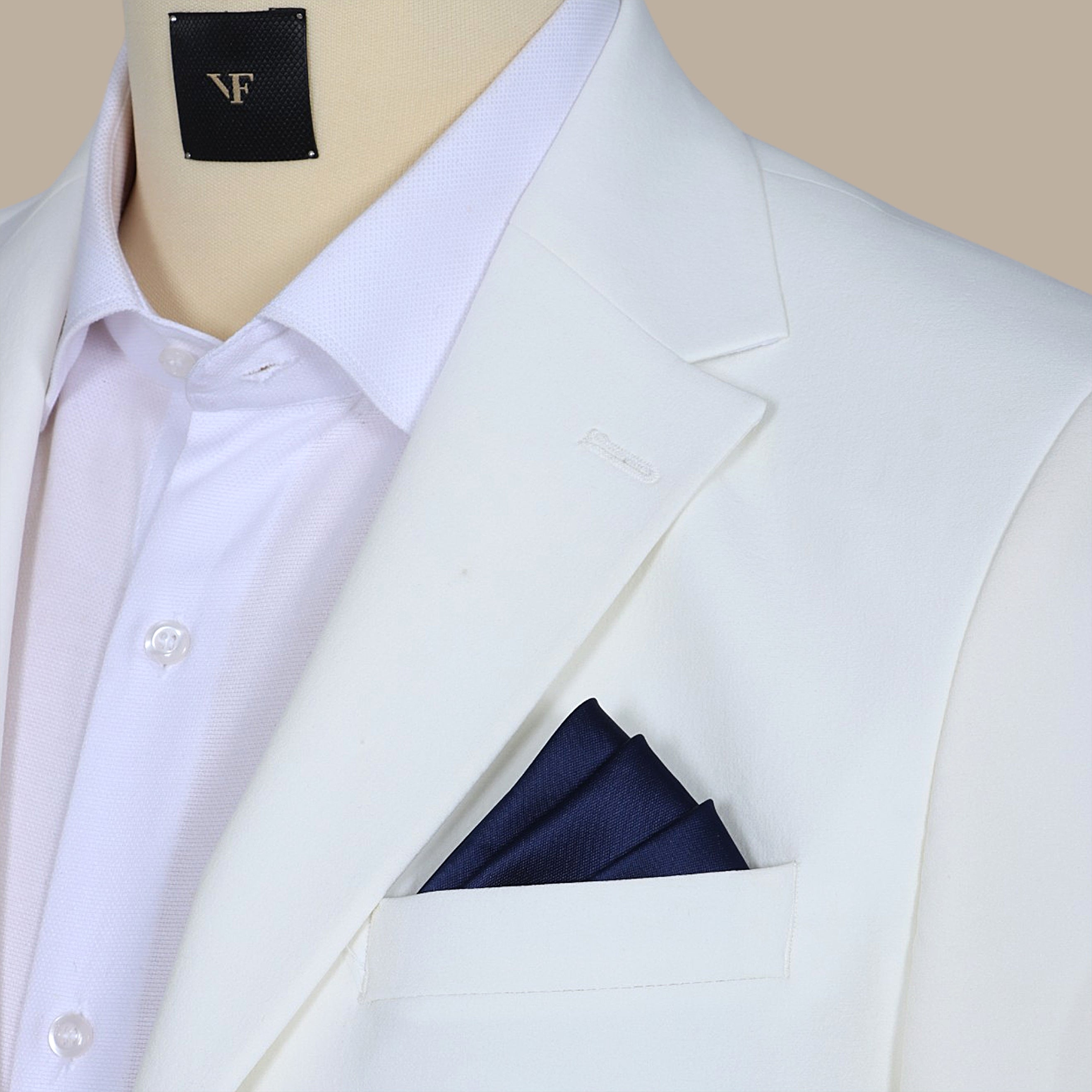 Navy Satin Plain Pocket Square