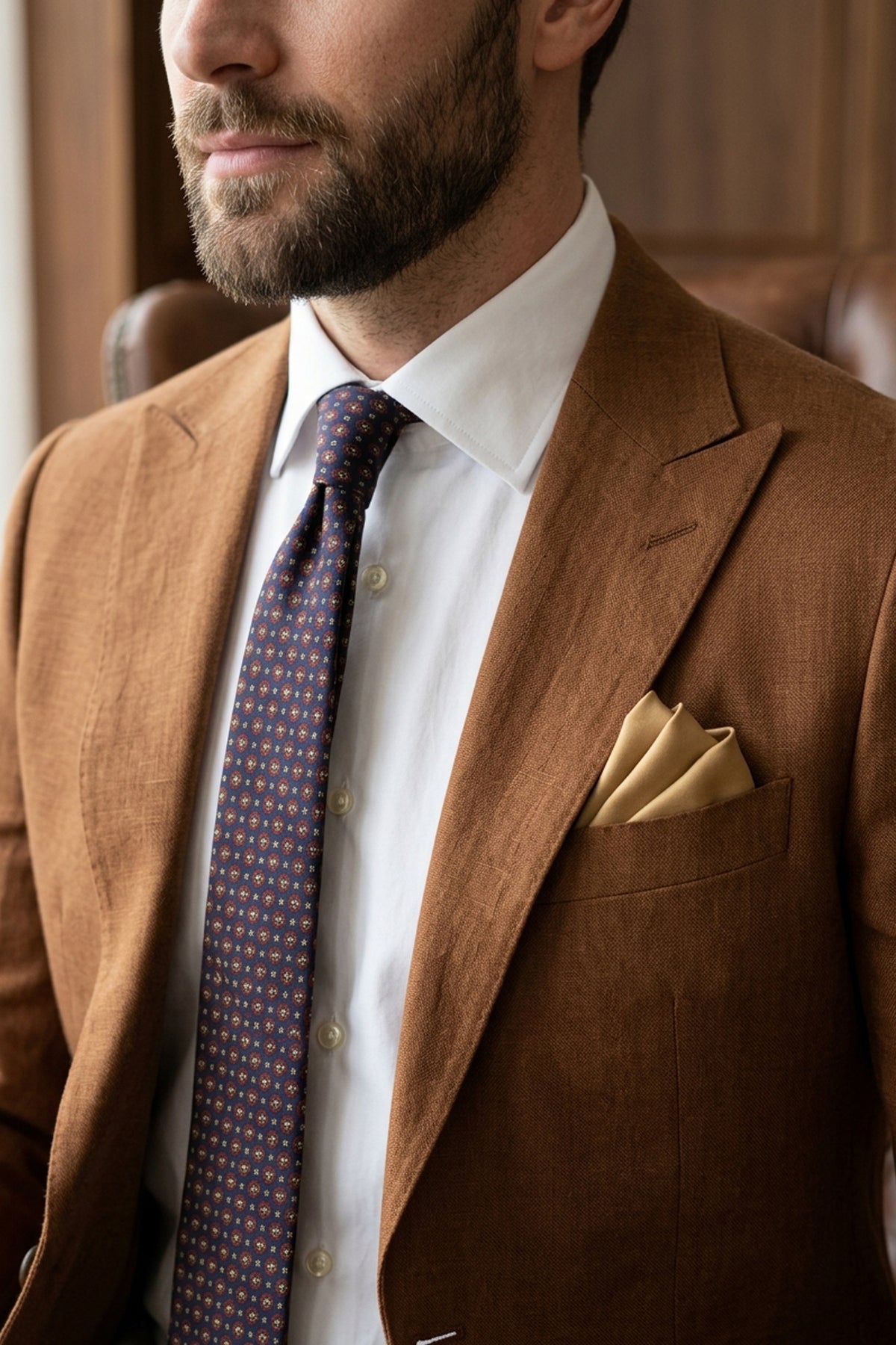 Gold Satin Plain Pocket Square