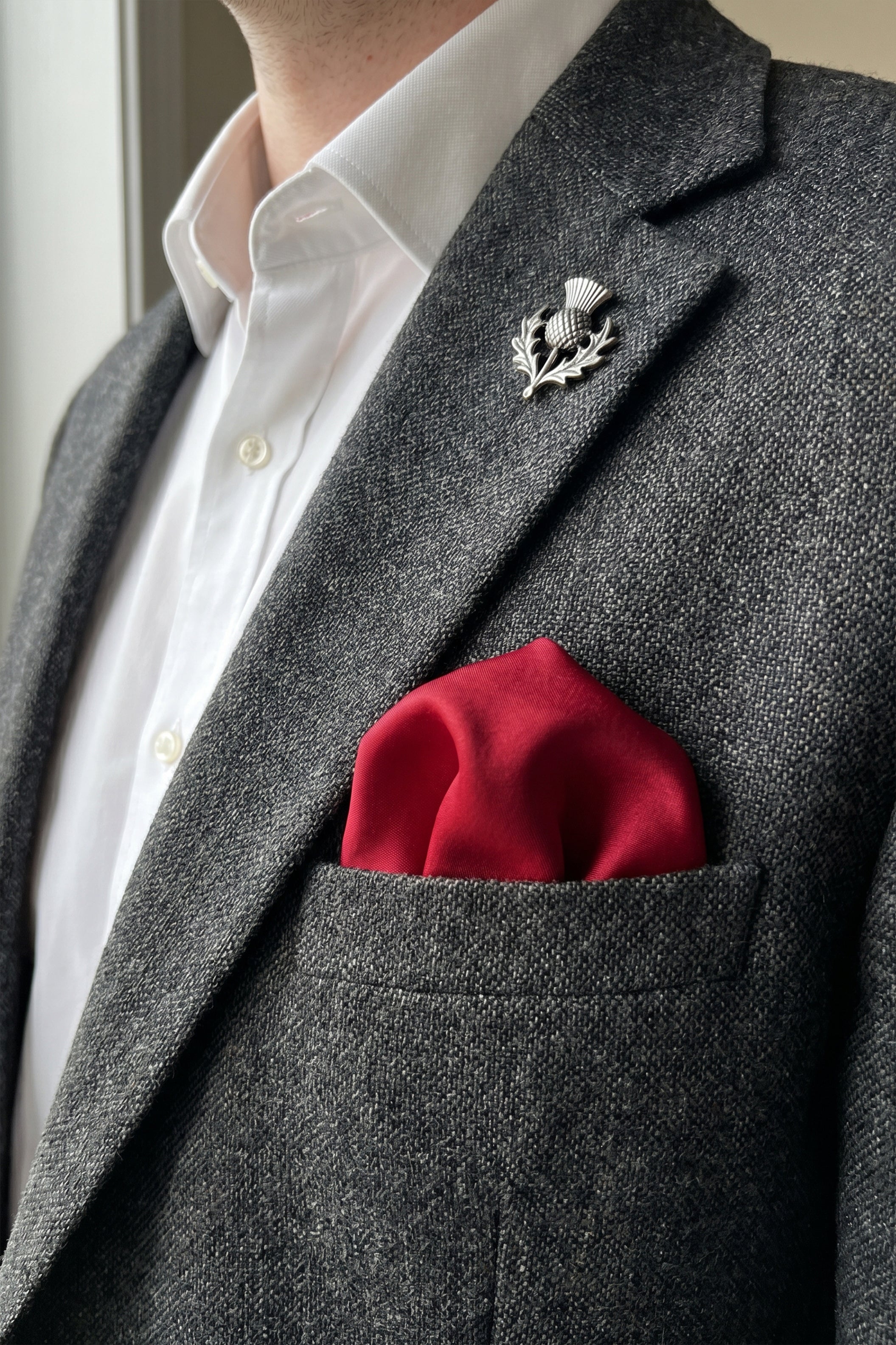 Red Satin Plain Pocket Square