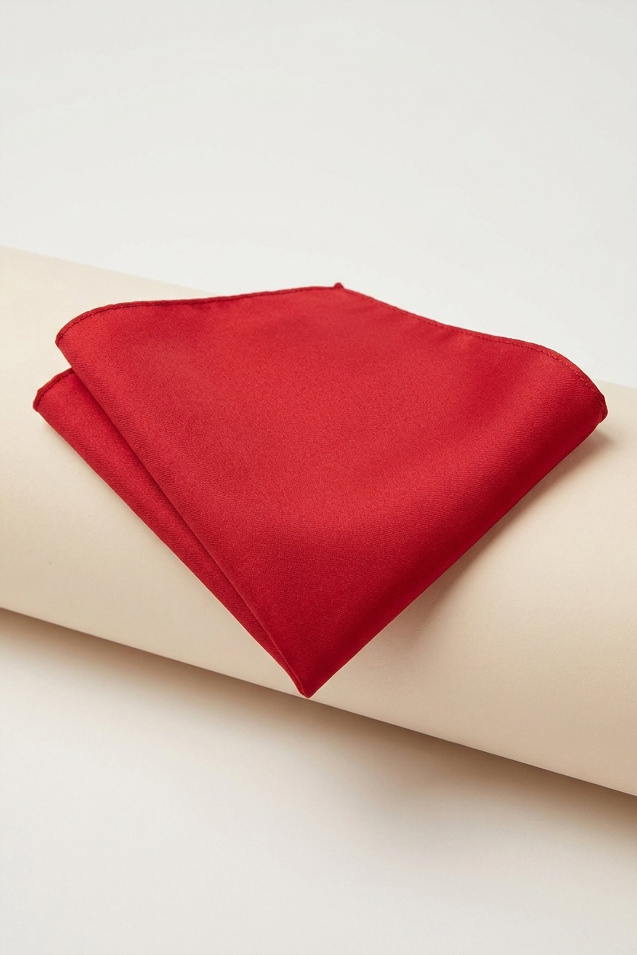 Red Satin Plain Pocket Square