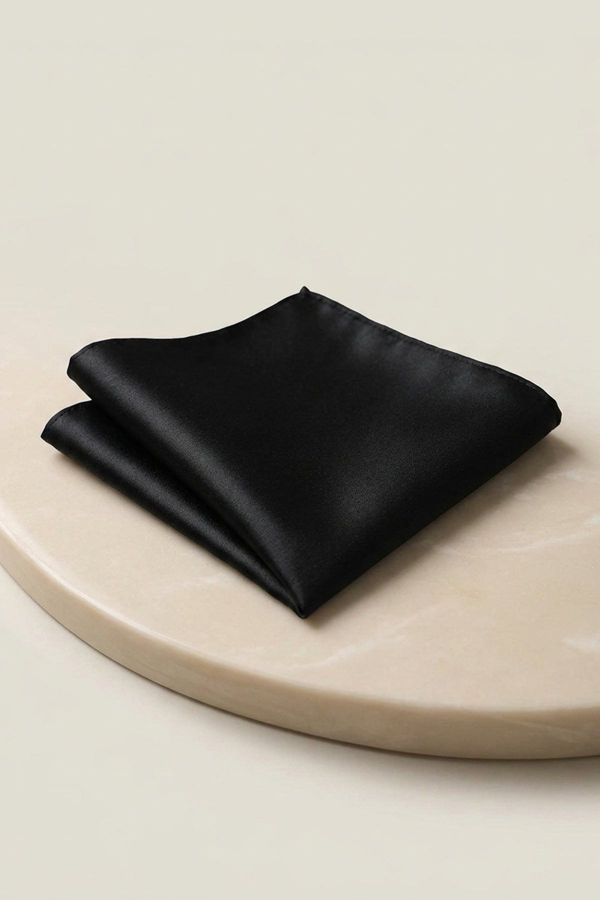 Black Satin Plain Pocket Square