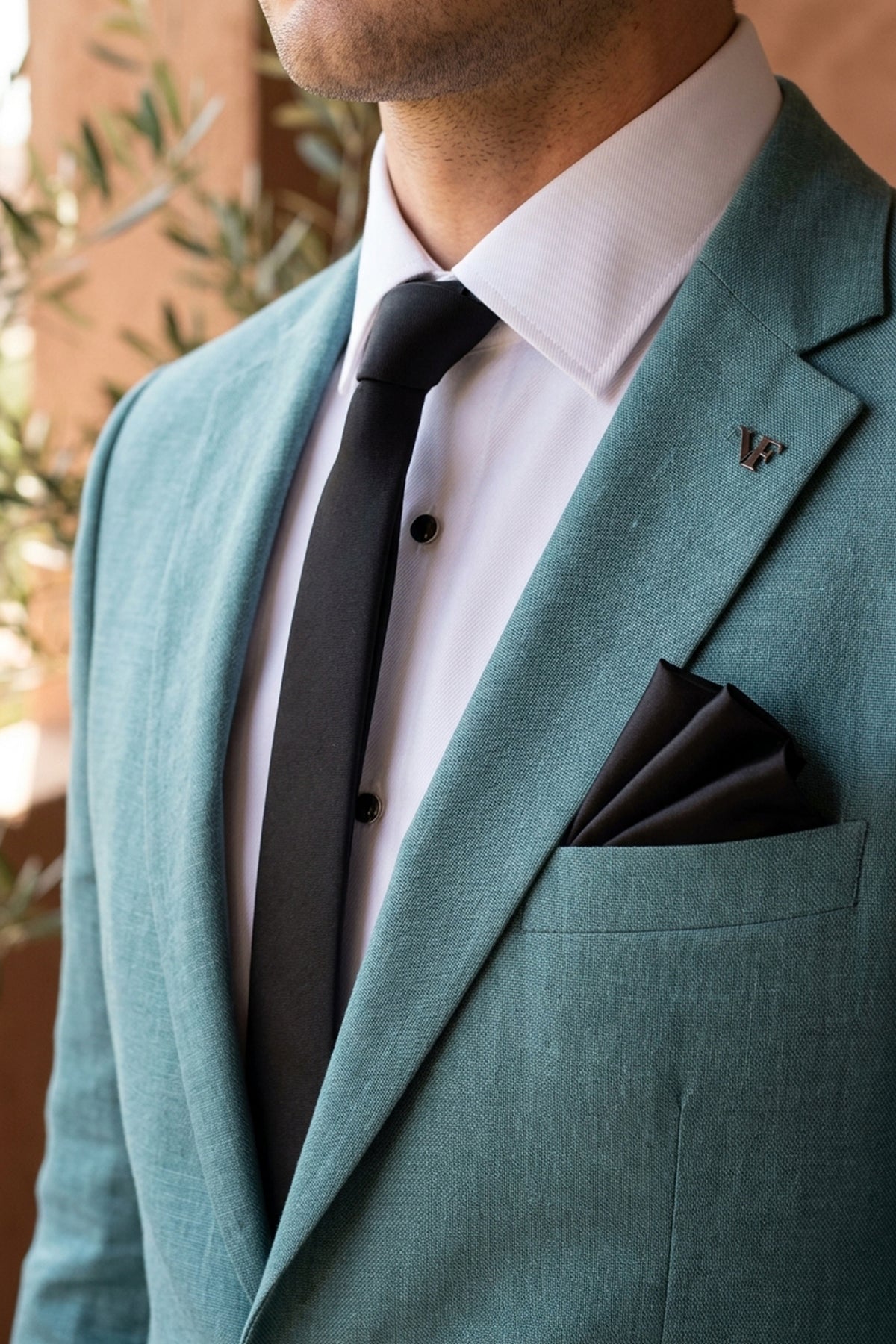 Black Satin Plain Pocket Square