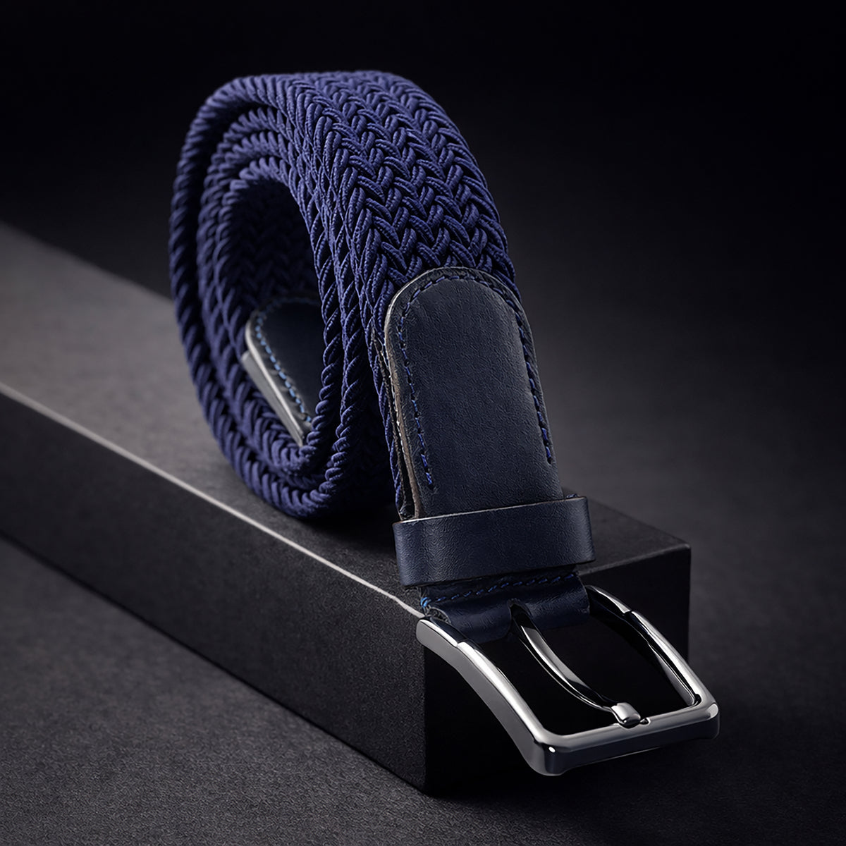 Petrol Elegance: Casual Braided Leather Belt