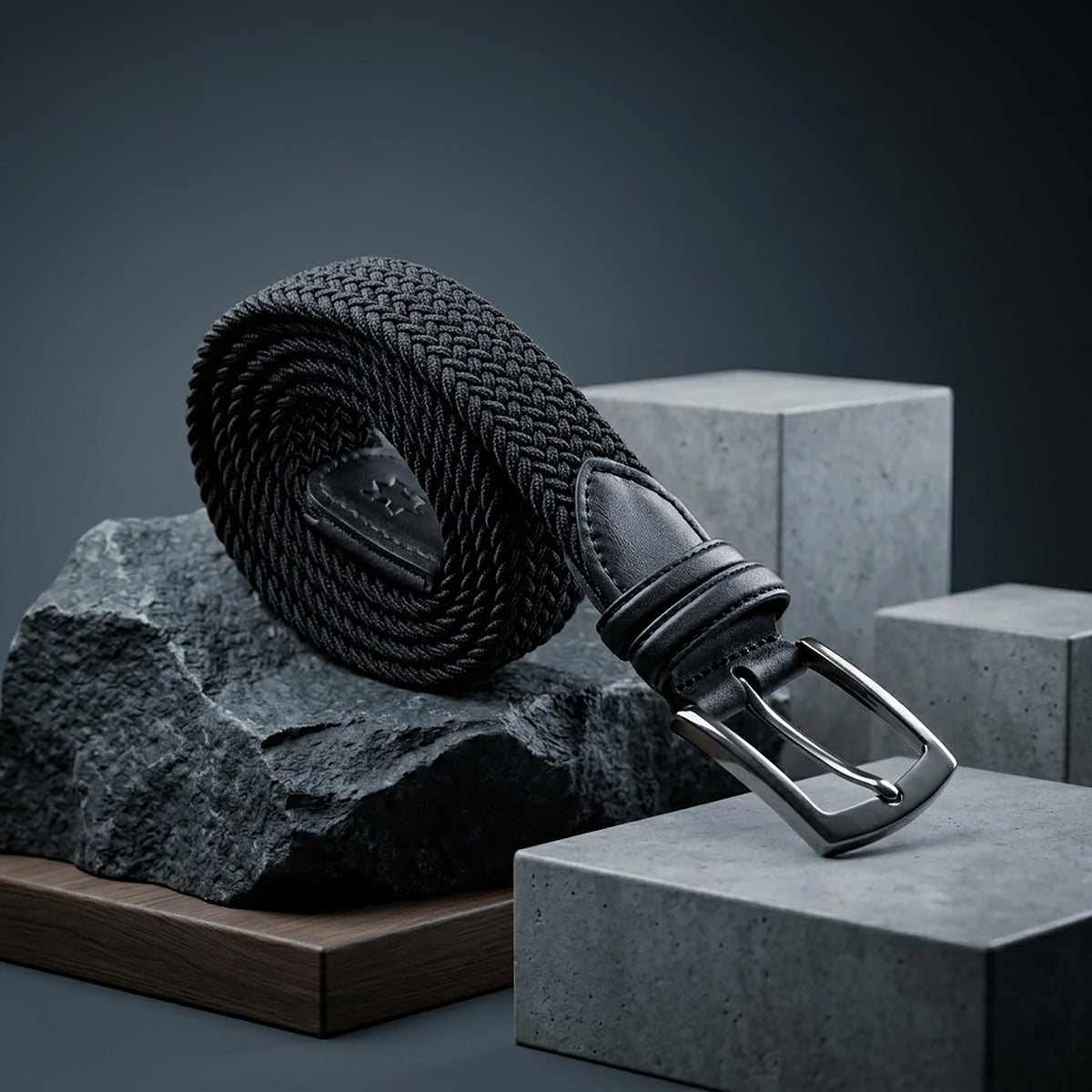 Midnight Weave: Casual Black Braided Belt