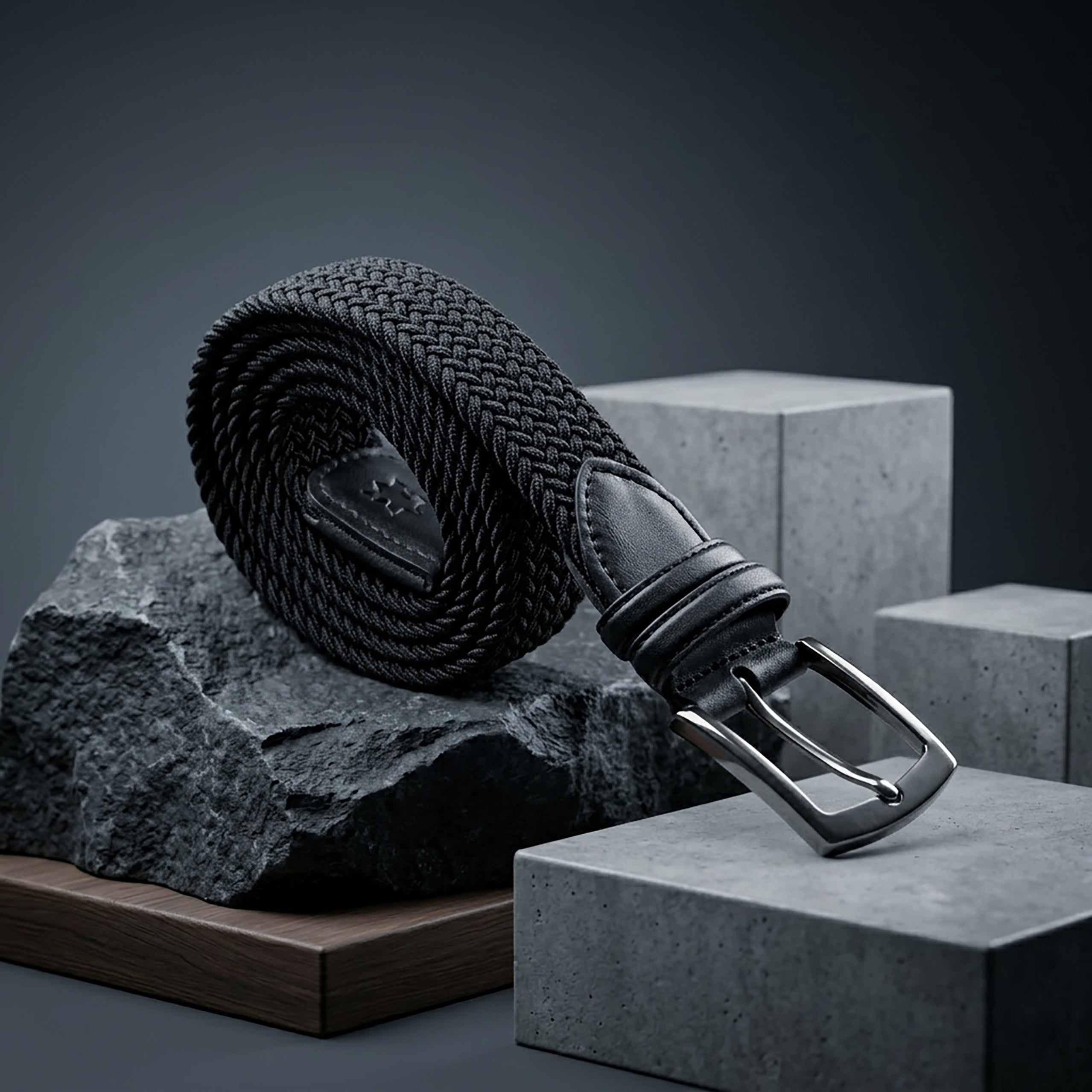 Midnight Weave: Casual Black Braided Belt