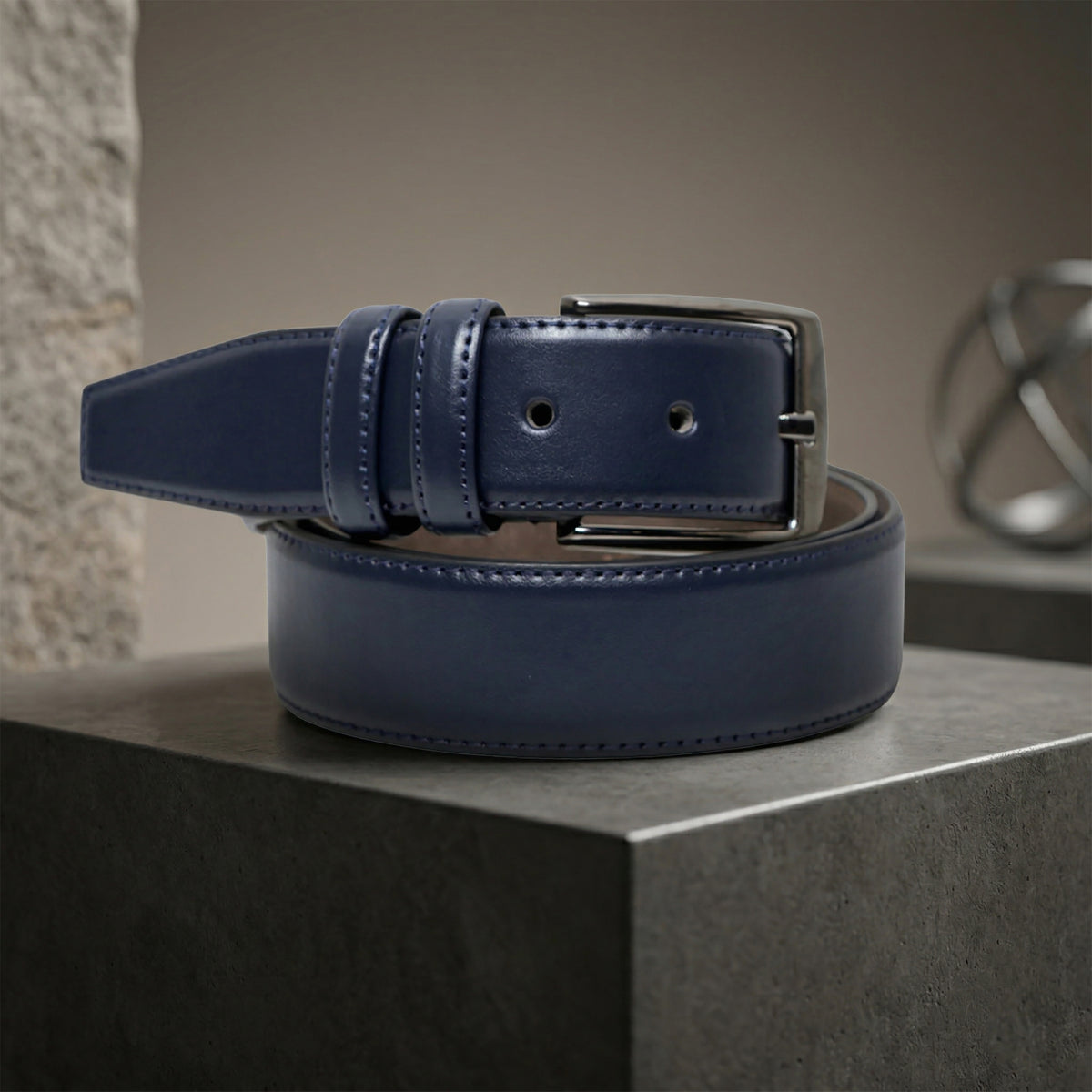 Navy Essentials: Classic PU Basic Belt for Timeless Style