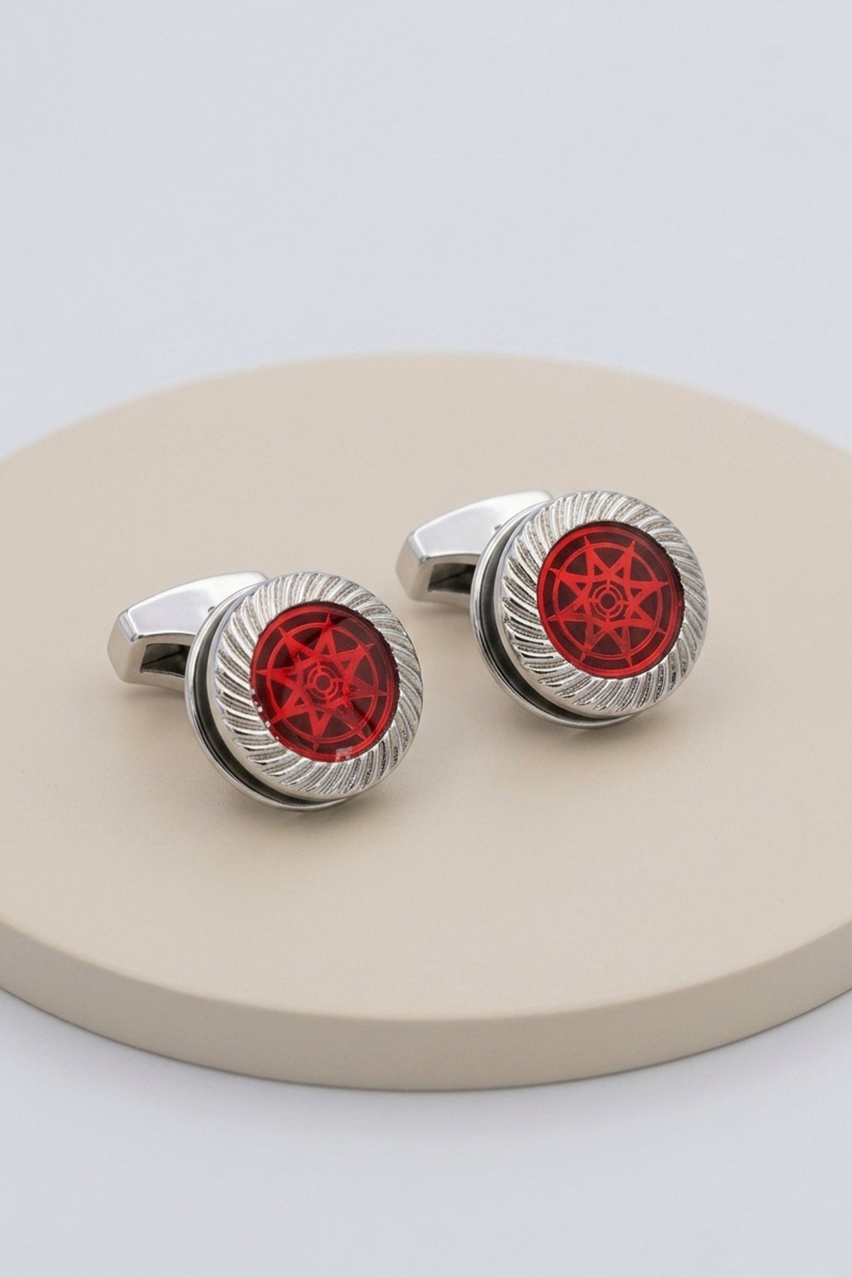 Round Dark Grey Cufflinks